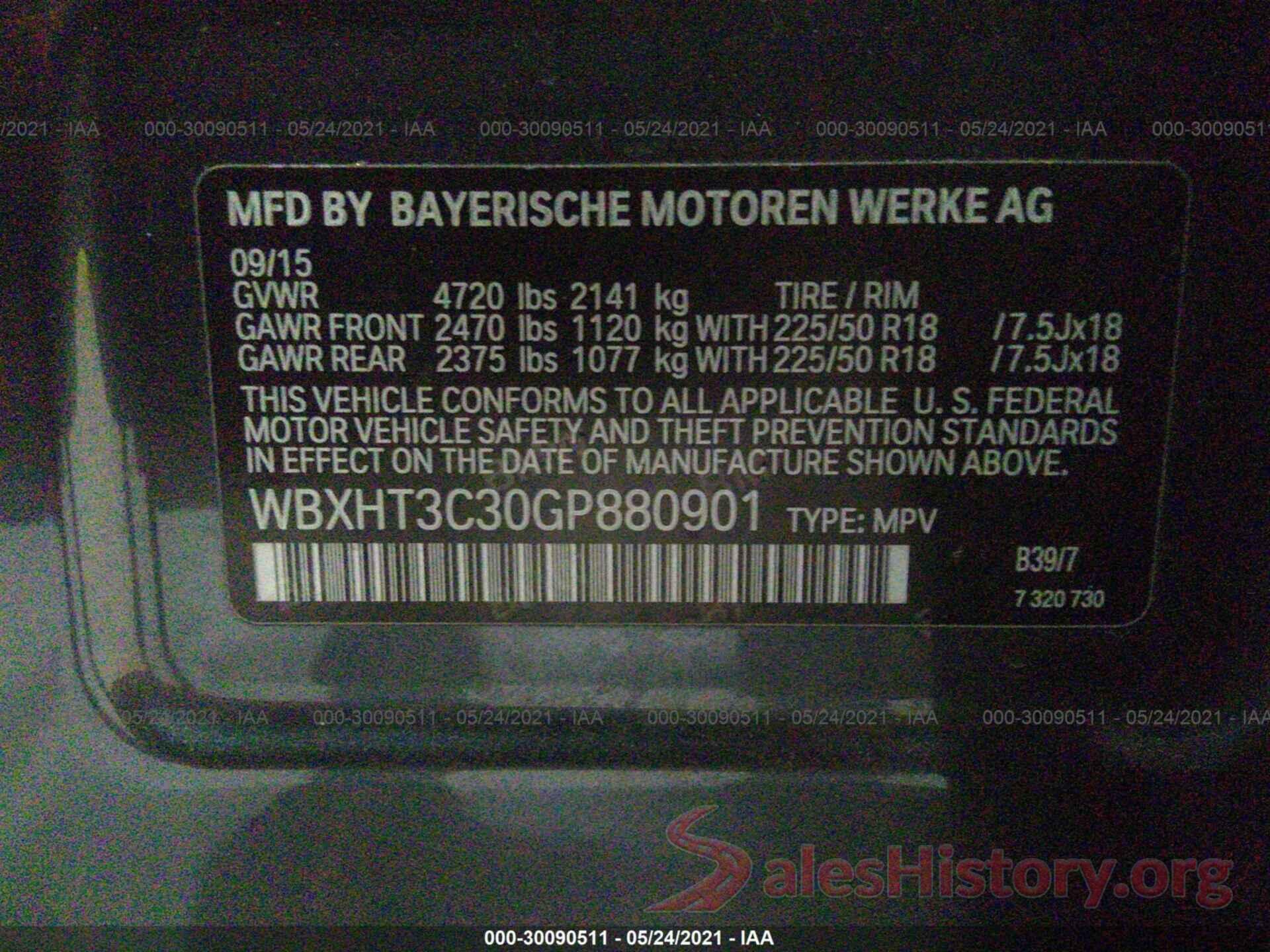 WBXHT3C30GP880901 2016 BMW X1