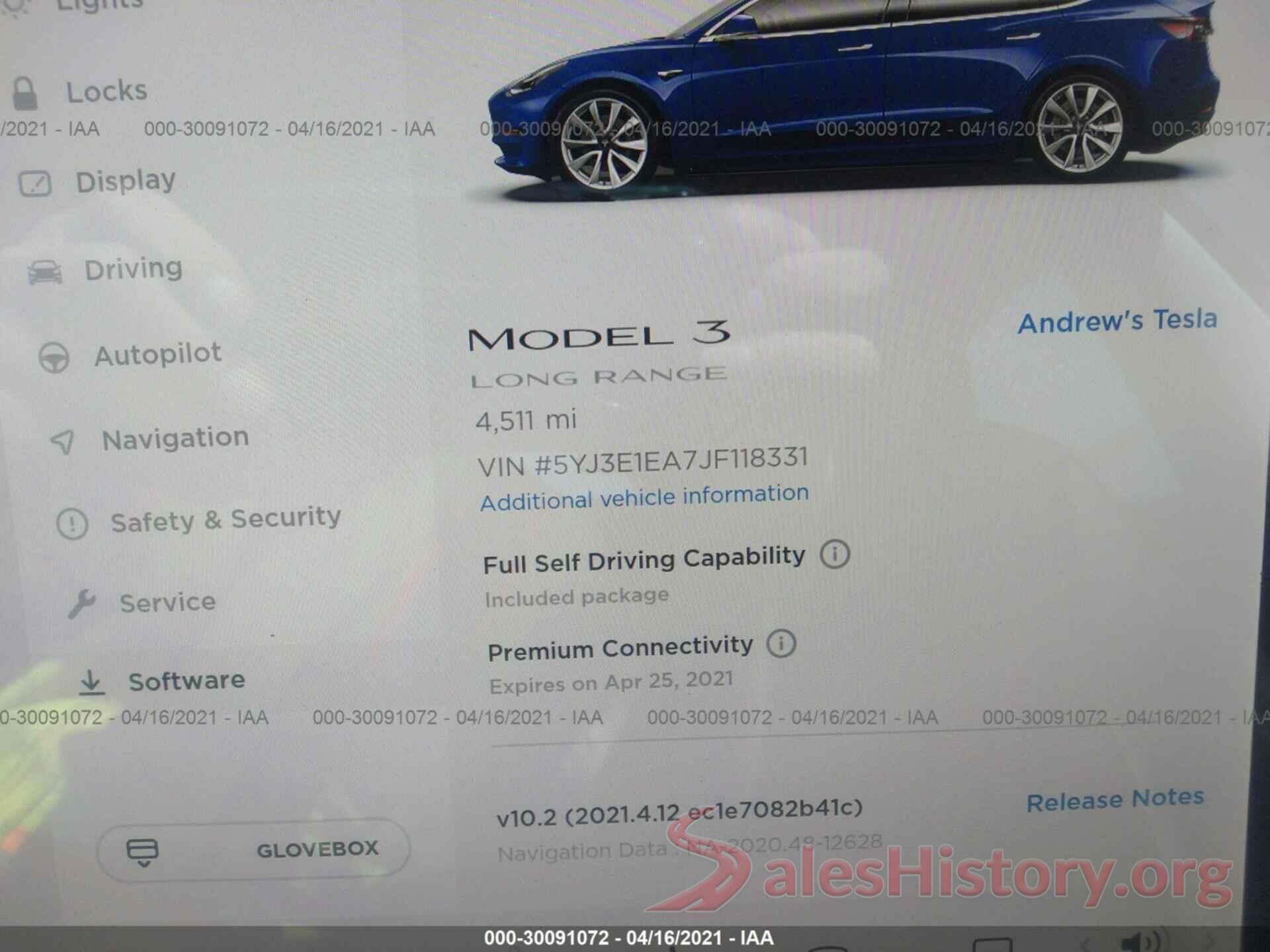 5YJ3E1EA7JF118331 2018 TESLA MODEL 3