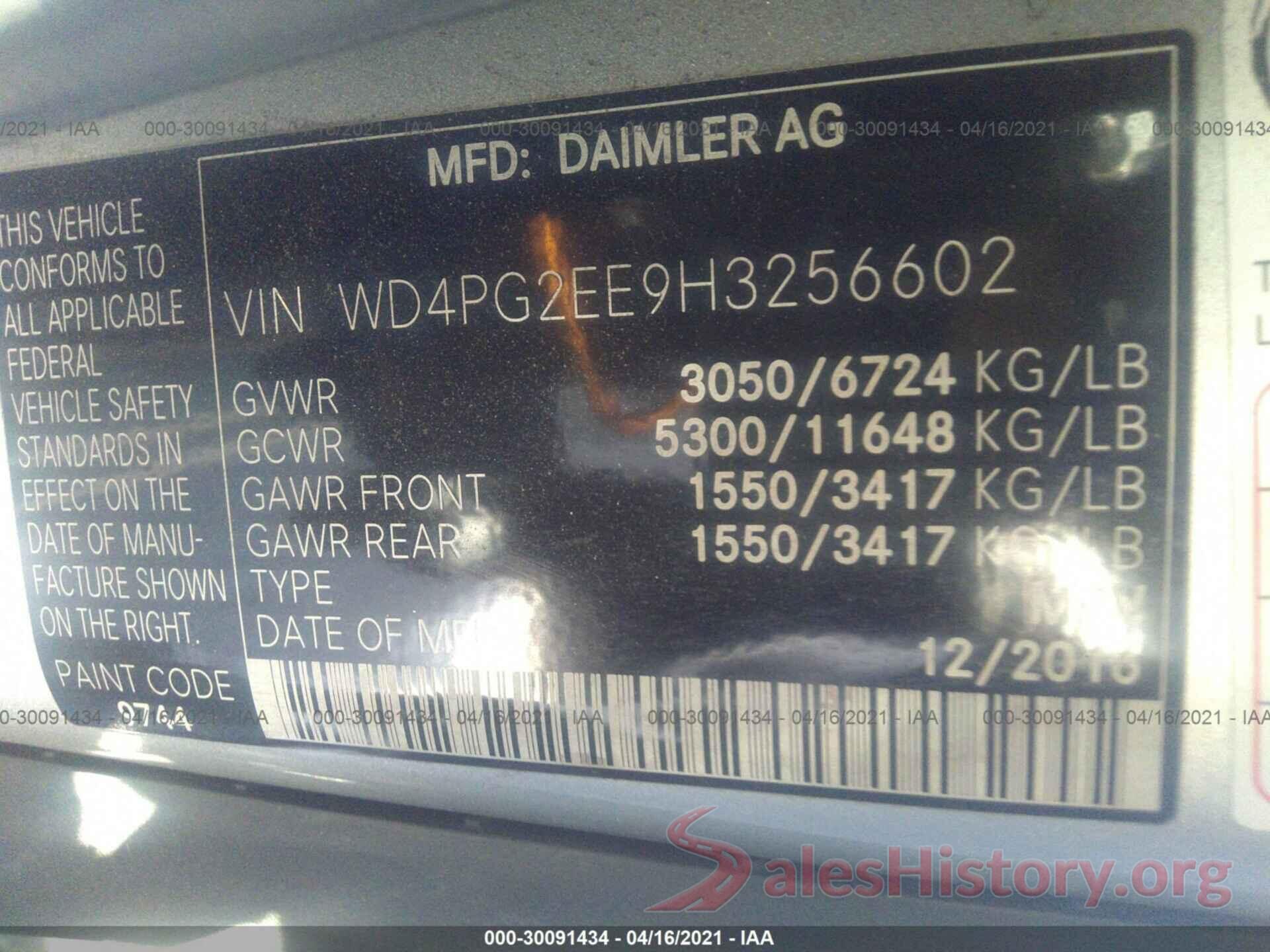 WD4PG2EE9H3256602 2017 MERCEDES-BENZ METRIS PASSENGER VAN