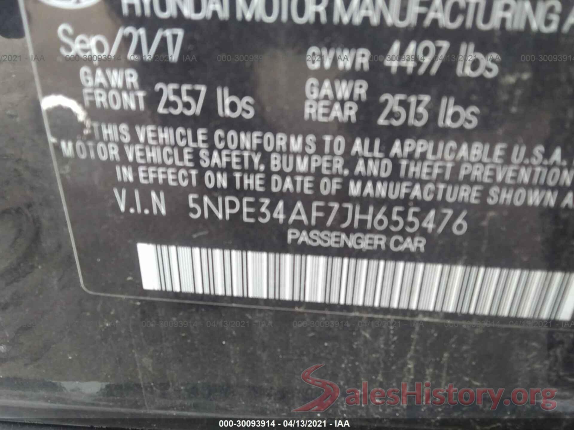 5NPE34AF7JH655476 2018 HYUNDAI SONATA