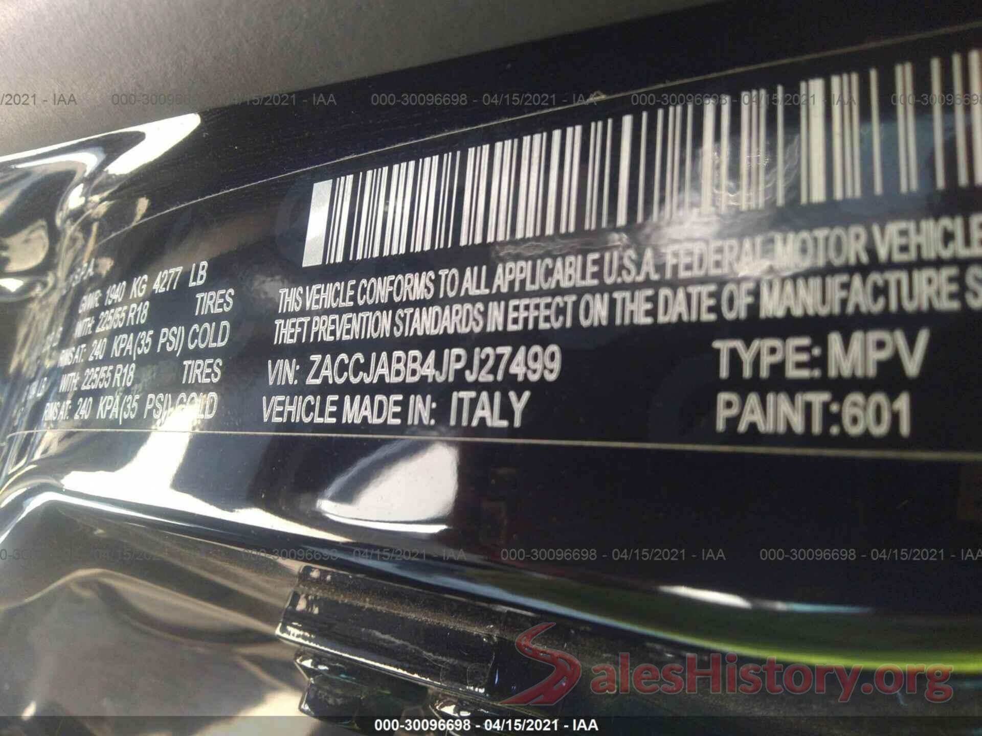 ZACCJABB4JPJ27499 2018 JEEP RENEGADE