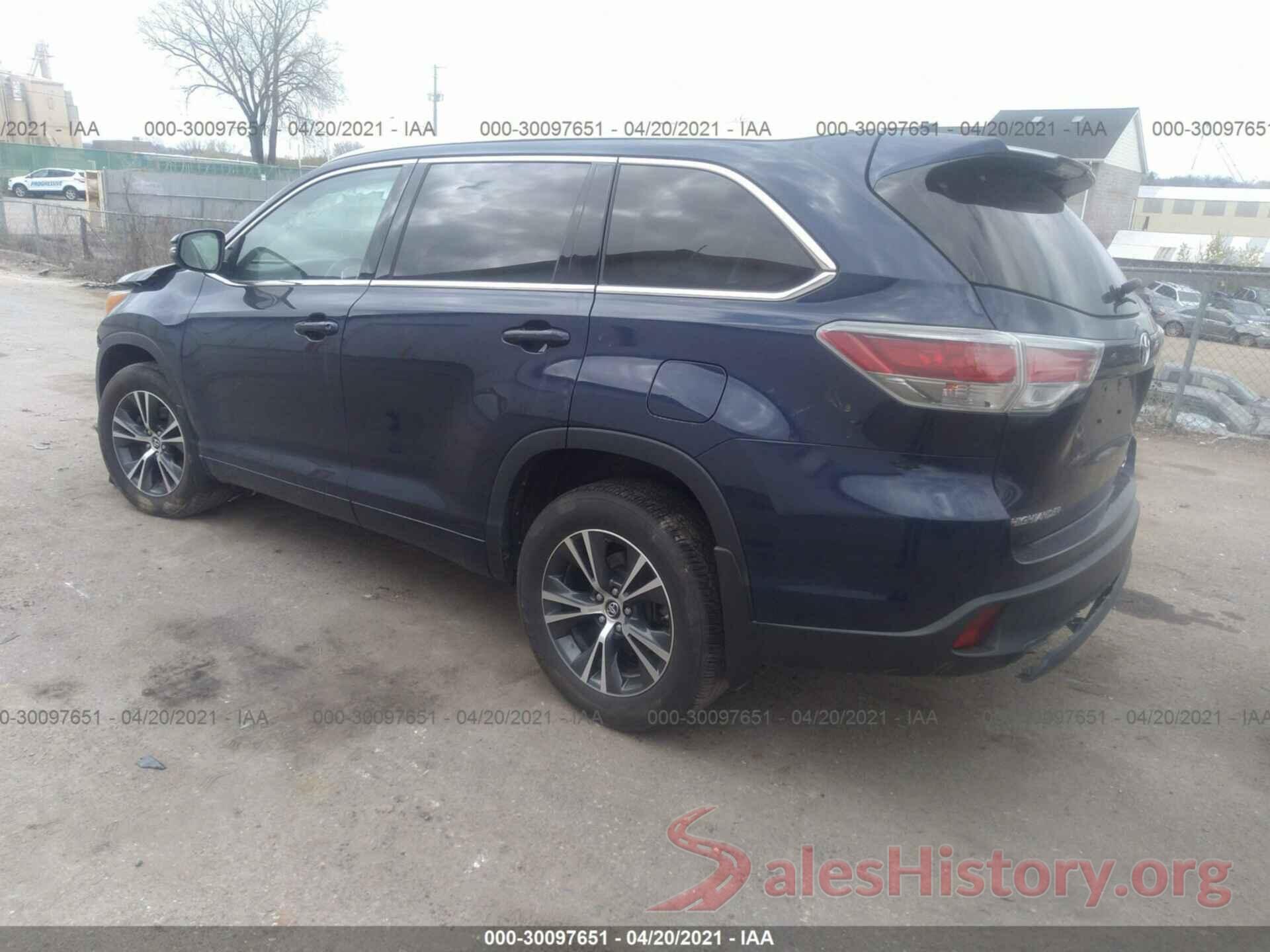 5TDJKRFH5GS257145 2016 TOYOTA HIGHLANDER