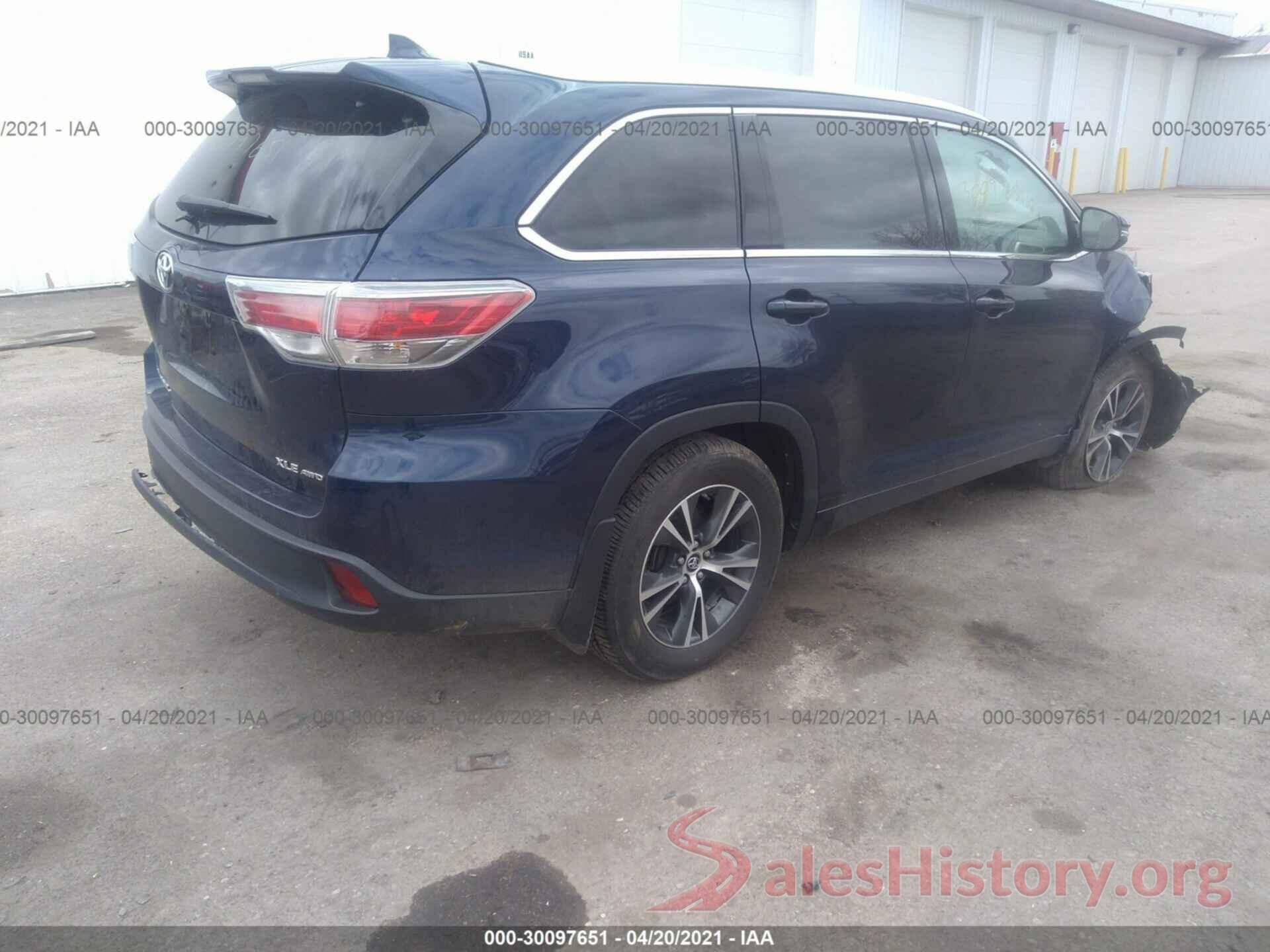 5TDJKRFH5GS257145 2016 TOYOTA HIGHLANDER