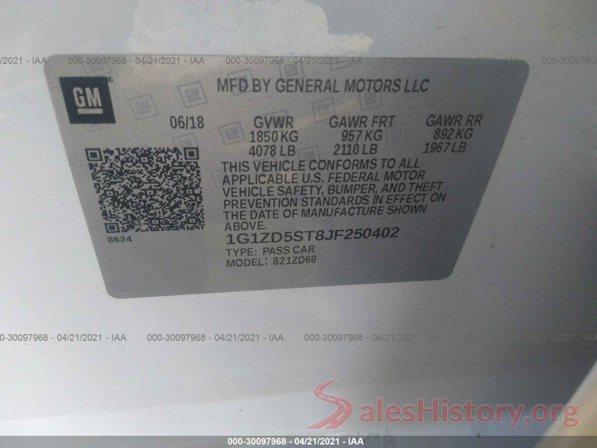 1G1ZD5ST8JF250402 2018 CHEVROLET MALIBU