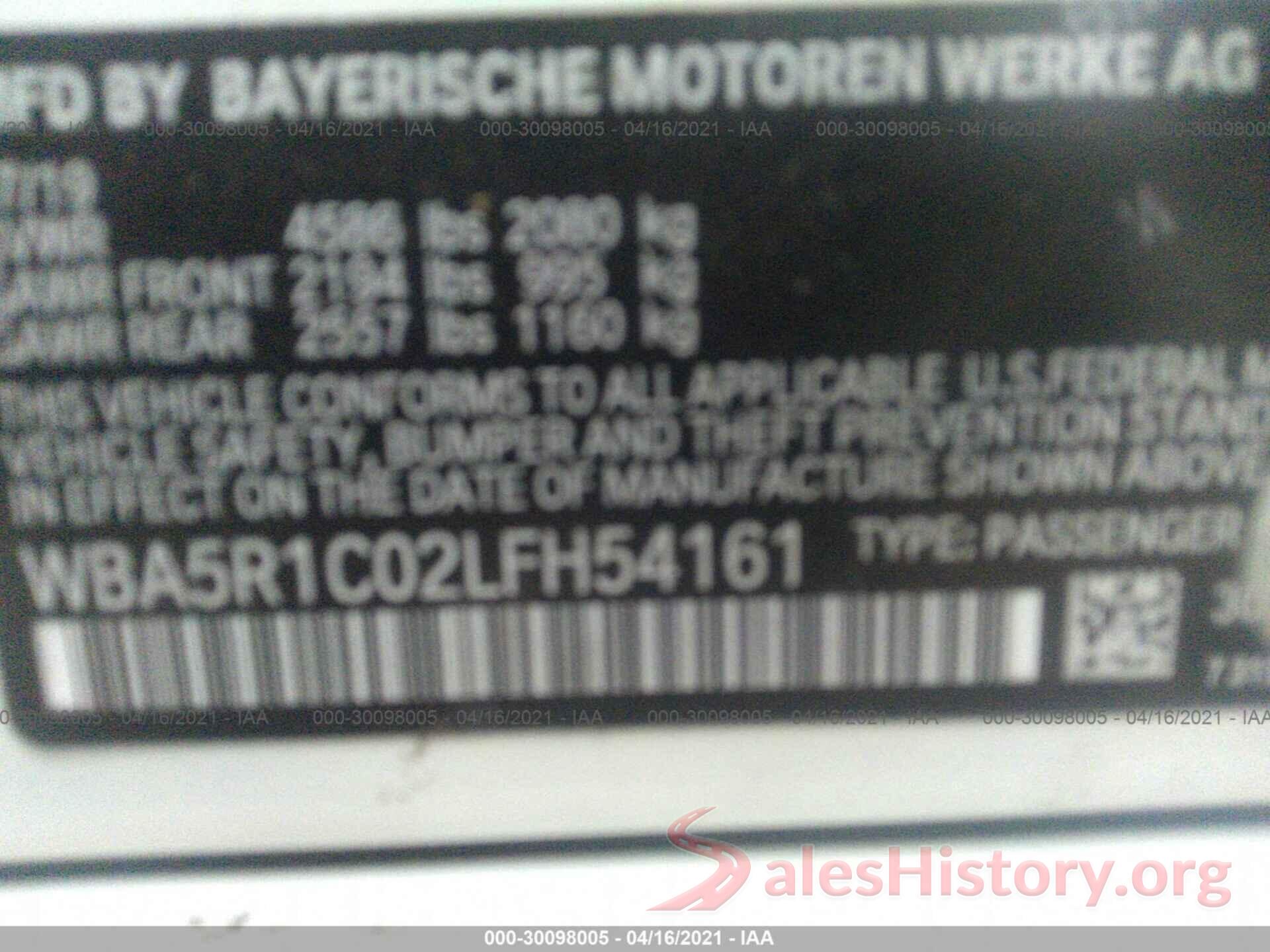 WBA5R1C02LFH54161 2020 BMW 3 SERIES