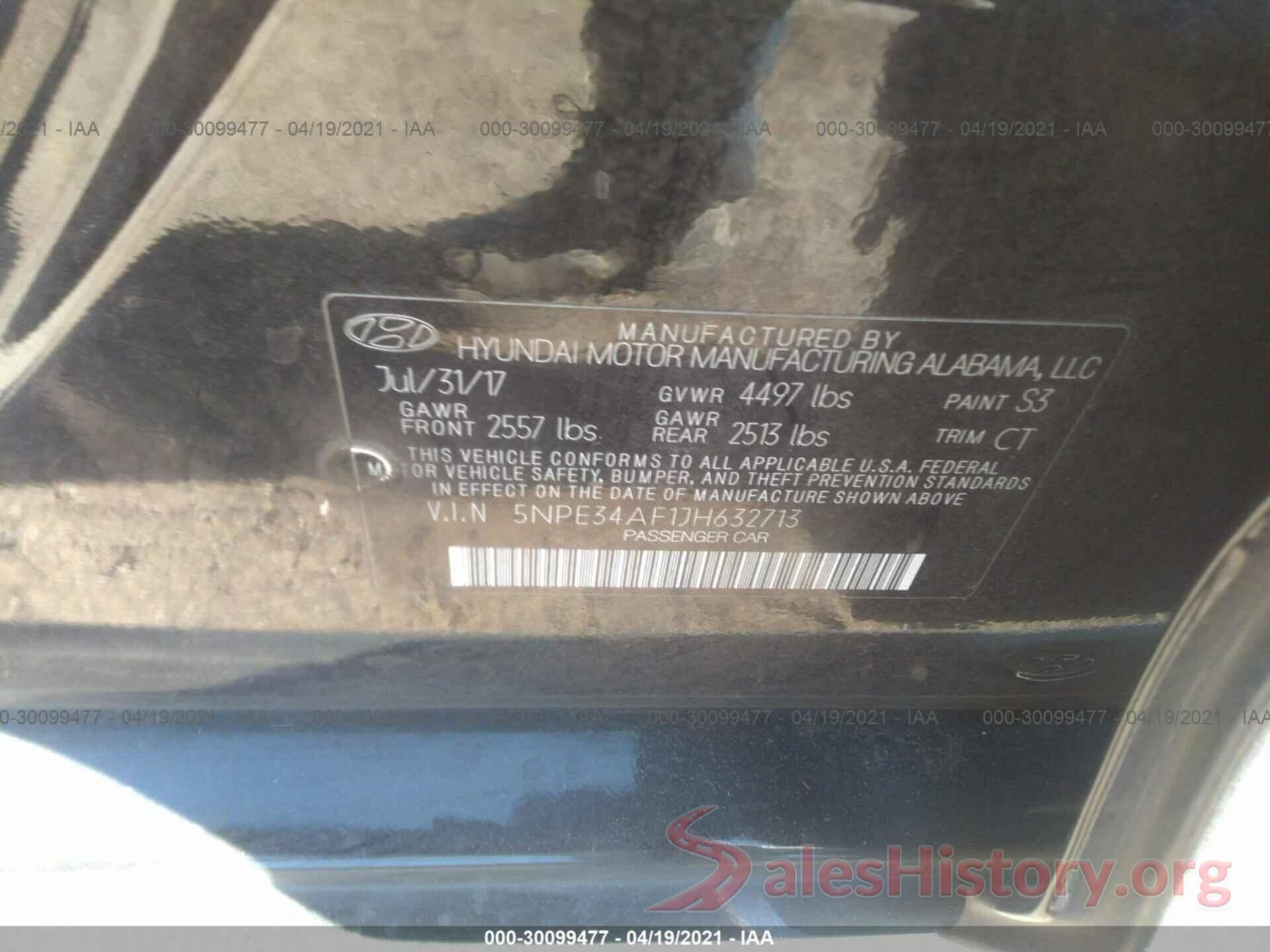 5NPE34AF1JH632713 2018 HYUNDAI SONATA