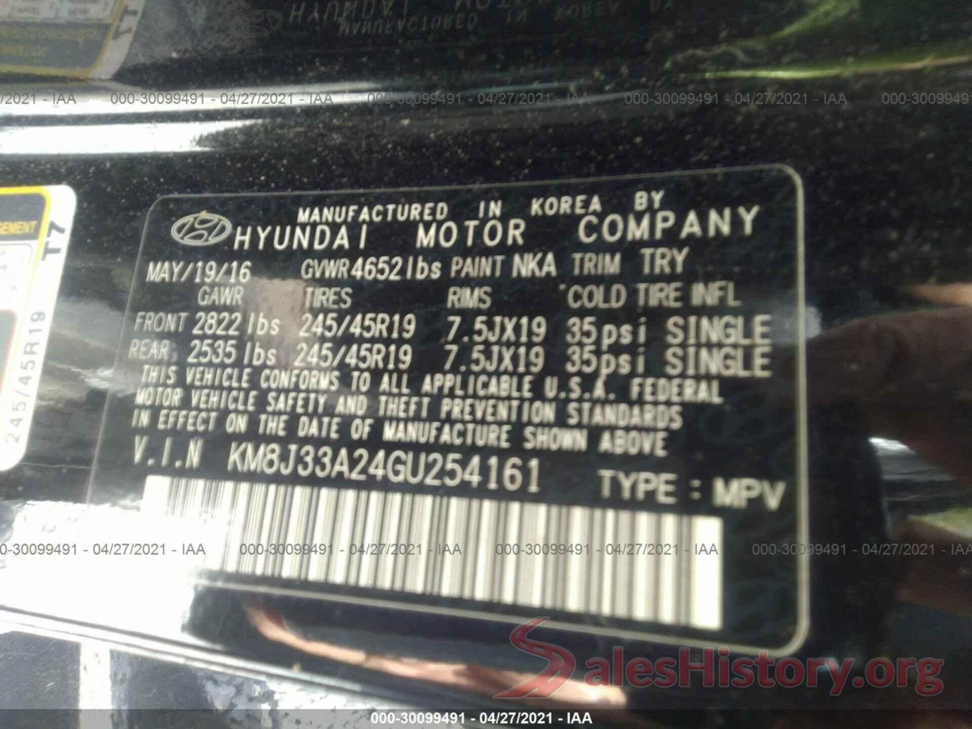 KM8J33A24GU254161 2016 HYUNDAI TUCSON