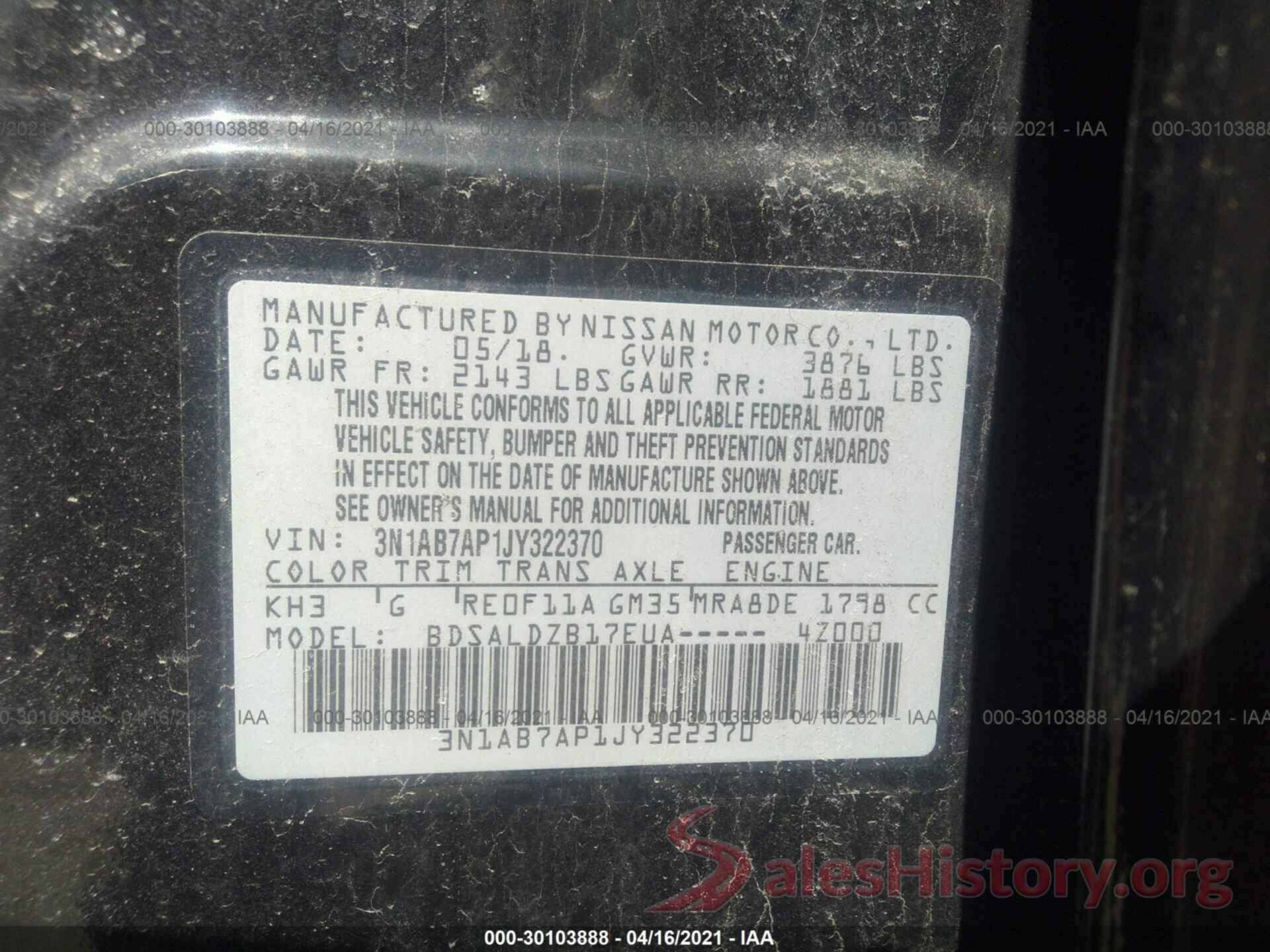 3N1AB7AP1JY322370 2018 NISSAN SENTRA