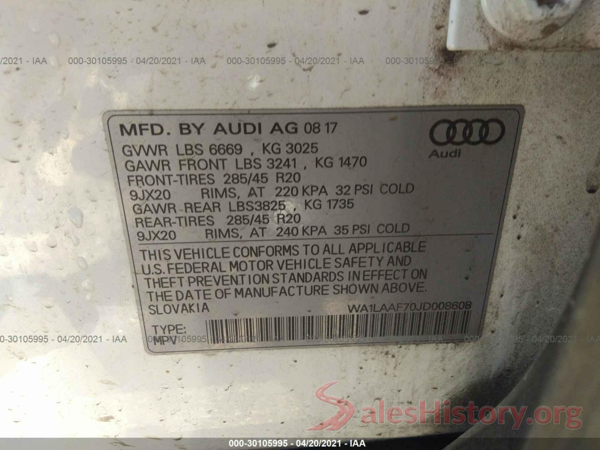 WA1LAAF70JD008608 2018 AUDI Q7