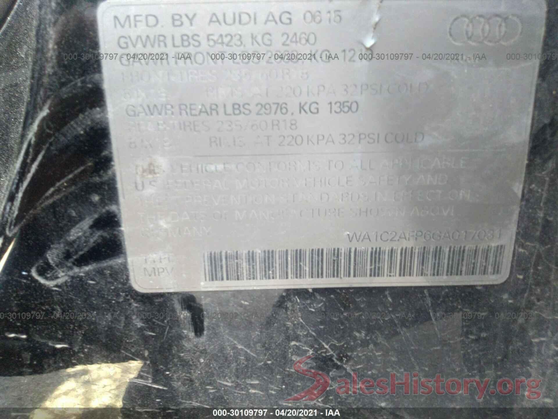 WA1C2AFP6GA017031 2016 AUDI Q5