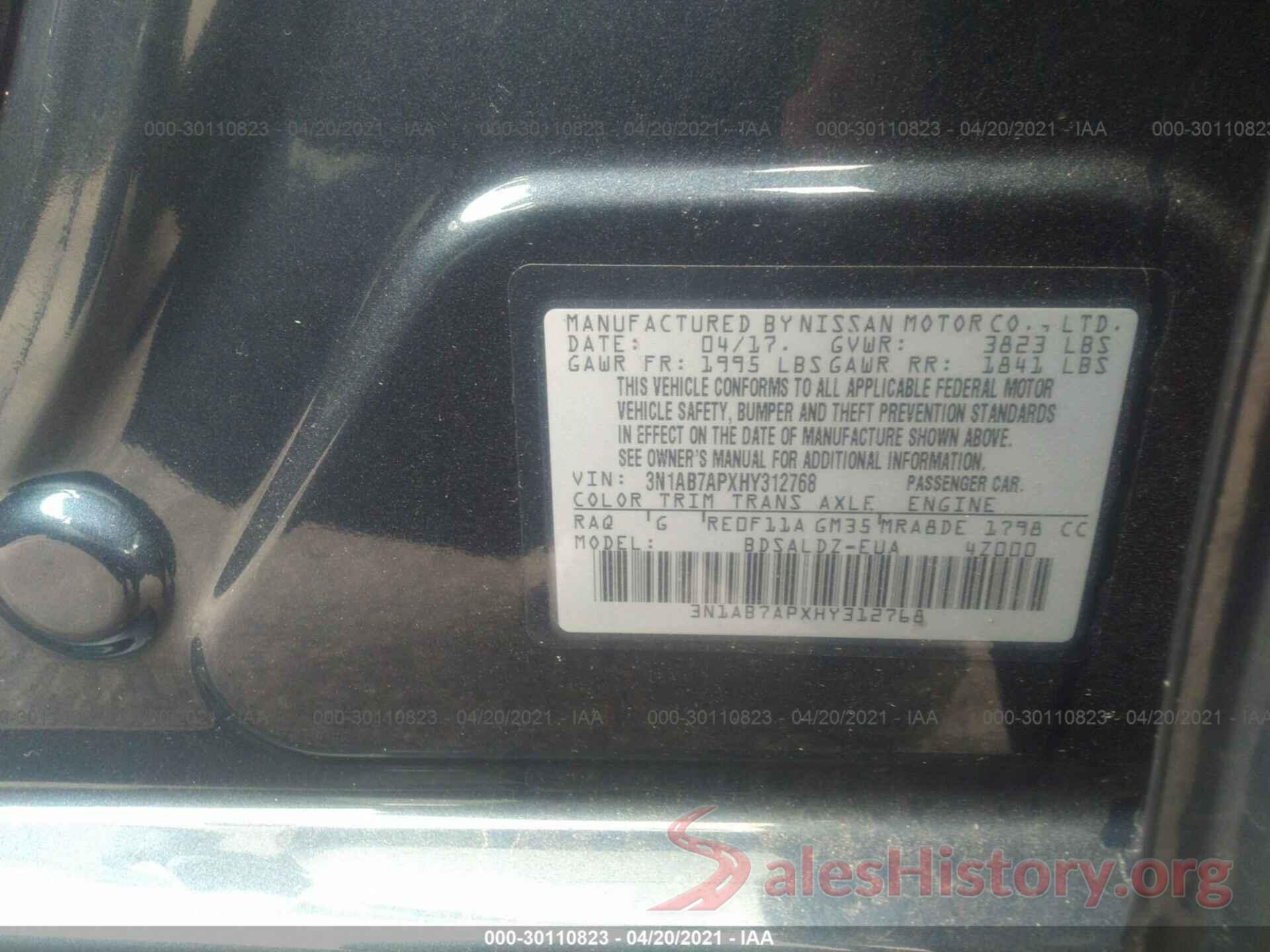 3N1AB7APXHY312768 2017 NISSAN SENTRA