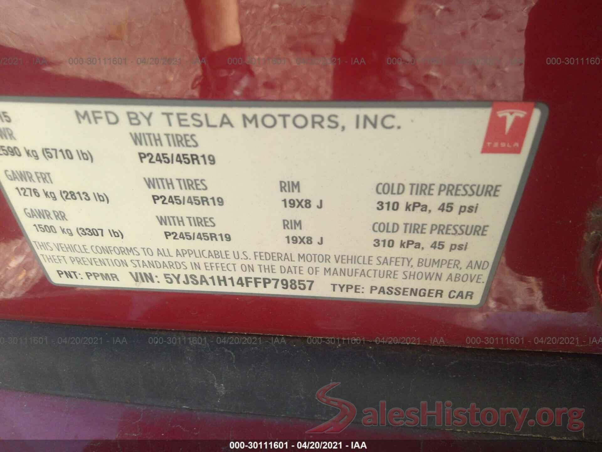 5YJSA1H14FFP79857 2015 TESLA MODEL S