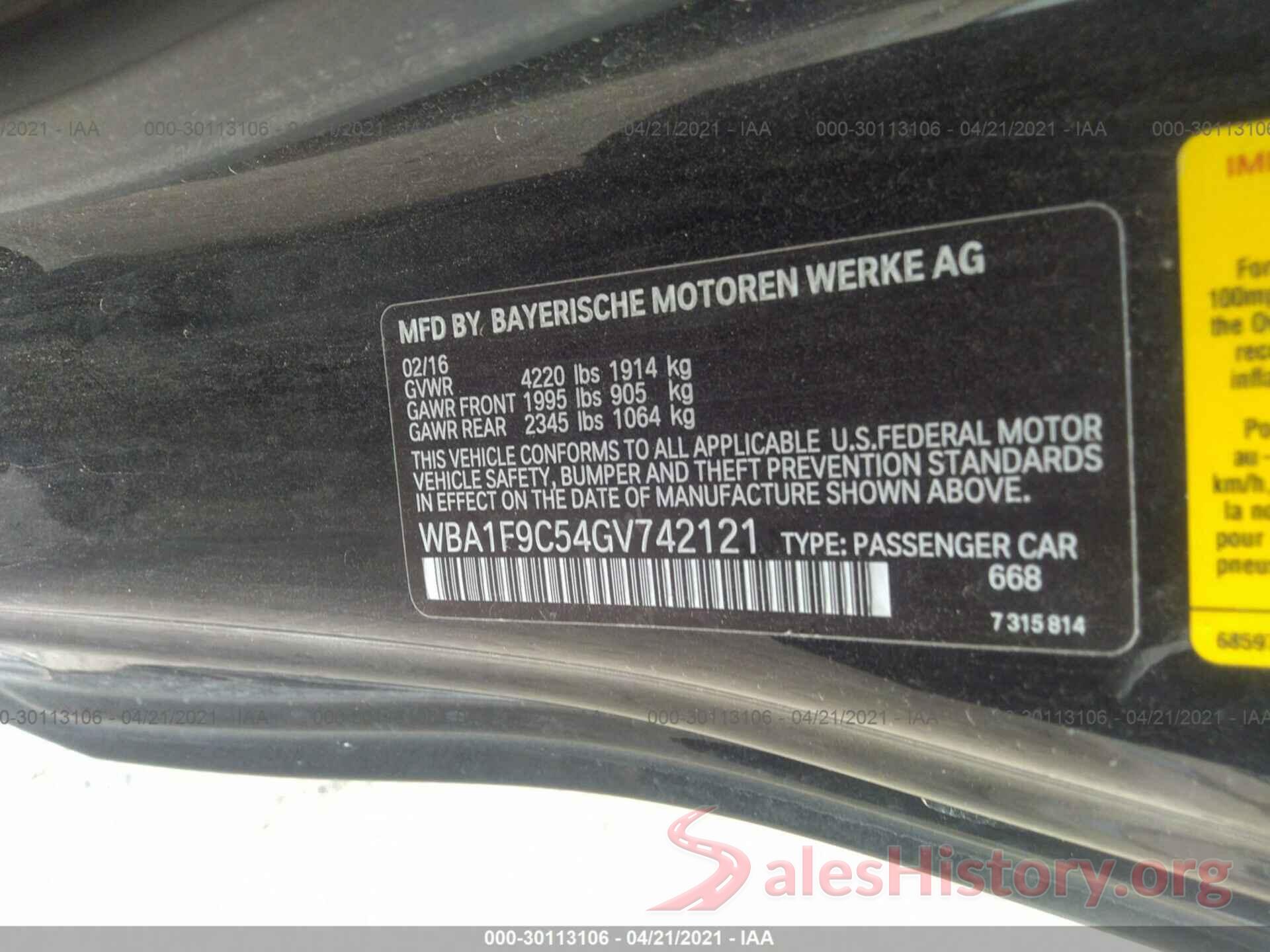 WBA1F9C54GV742121 2016 BMW 2 SERIES