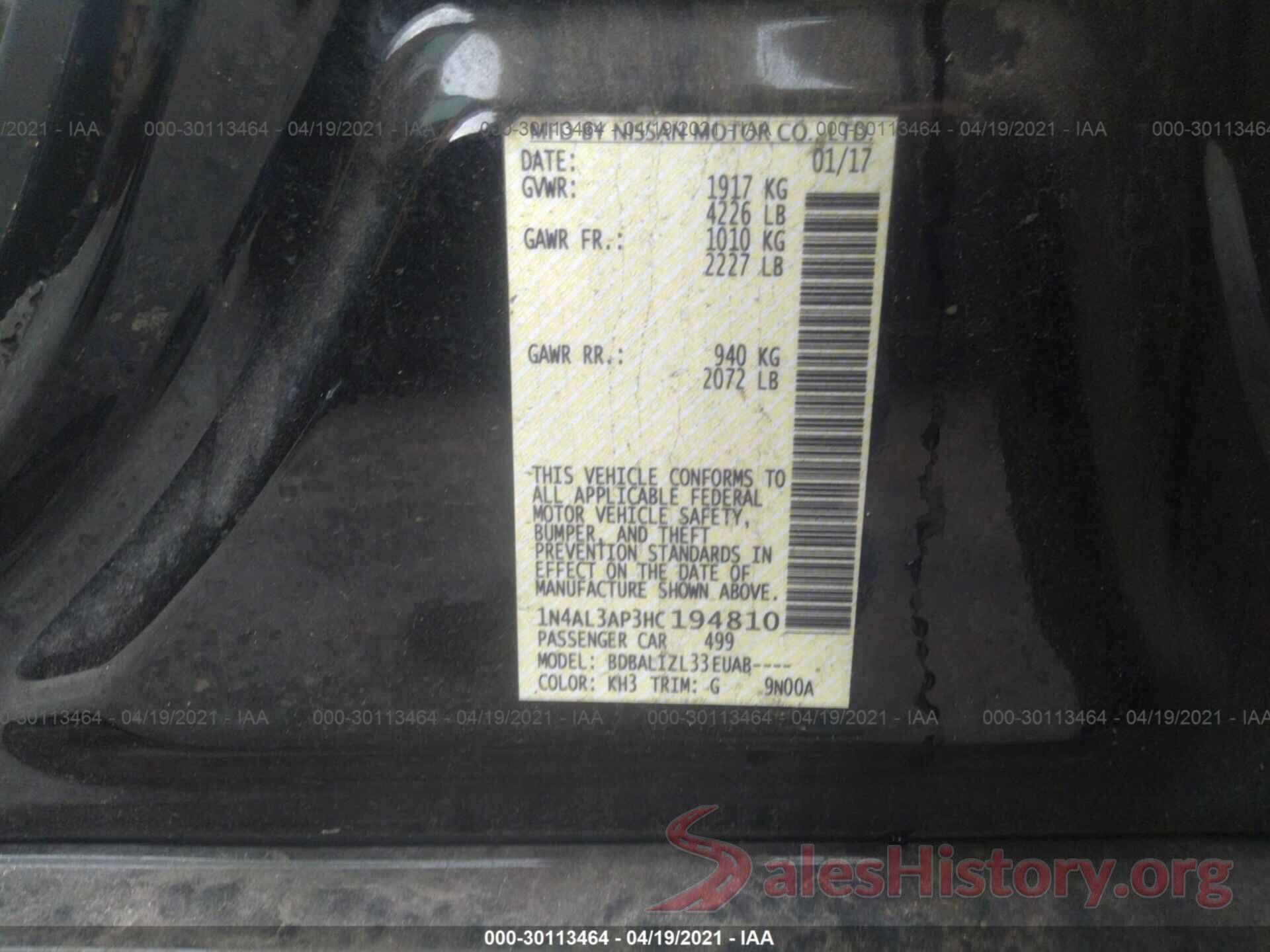 1N4AL3AP3HC194810 2017 NISSAN ALTIMA