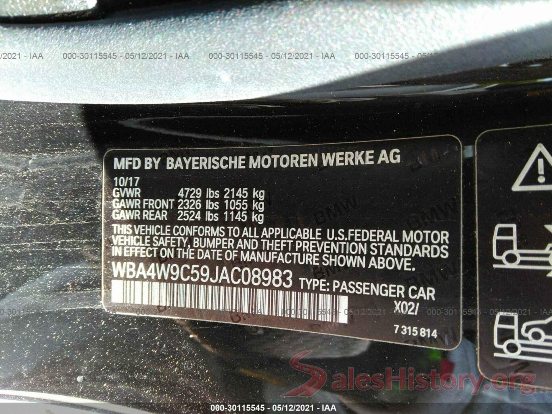 WBA4W9C59JAC08983 2018 BMW 4 SERIES