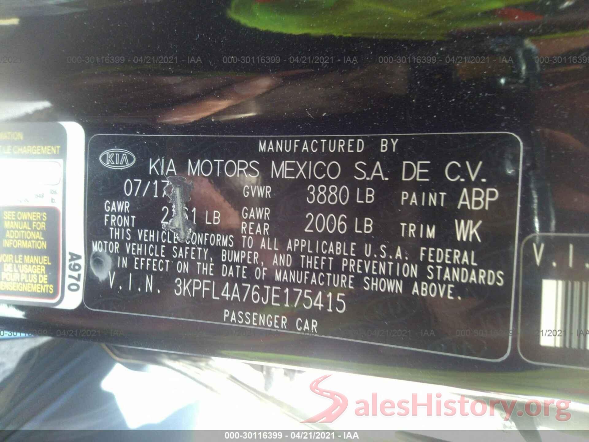 3KPFL4A76JE175415 2018 KIA FORTE