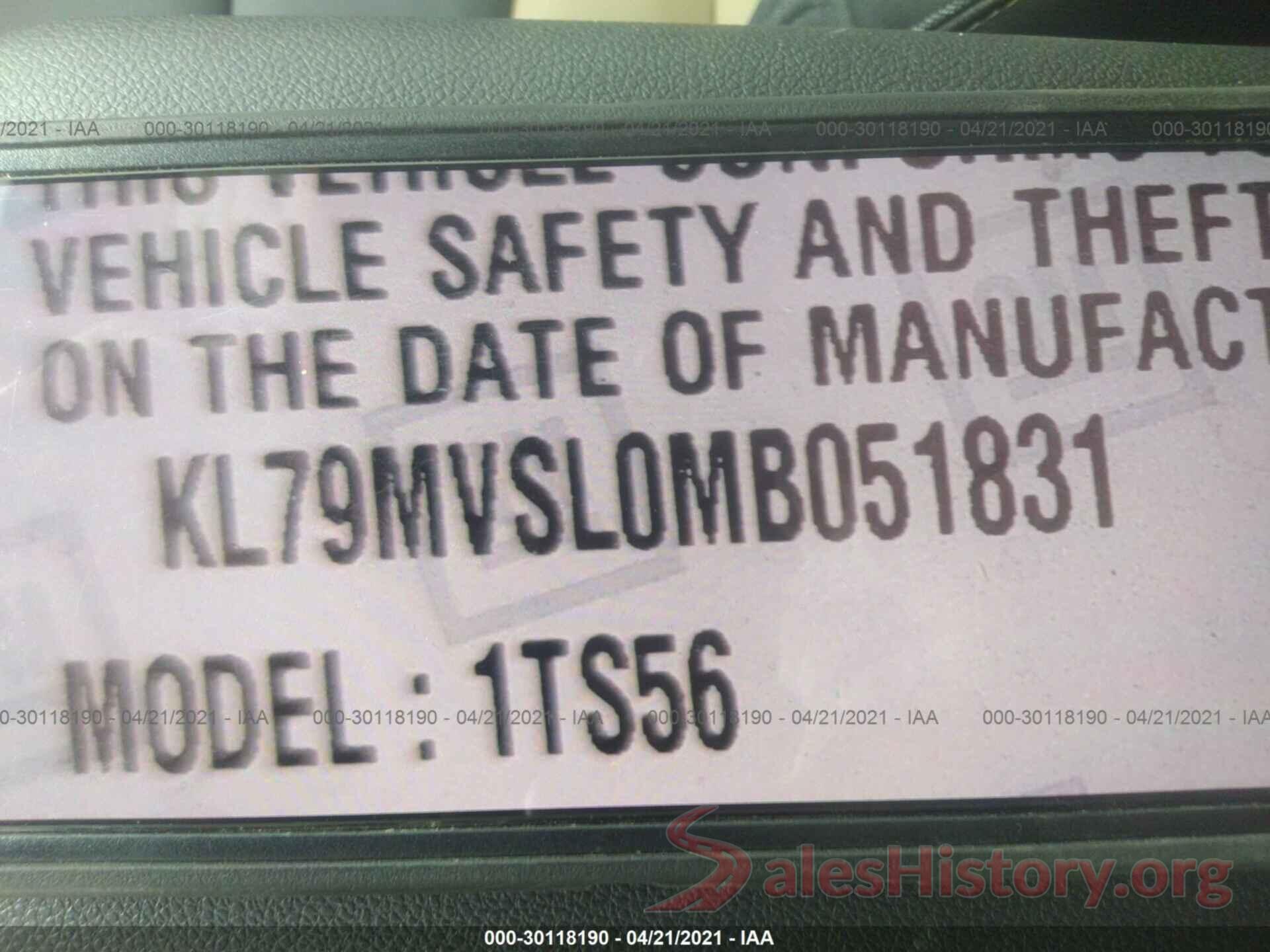 KL79MVSL0MB051831 2021 CHEVROLET TRAILBLAZER