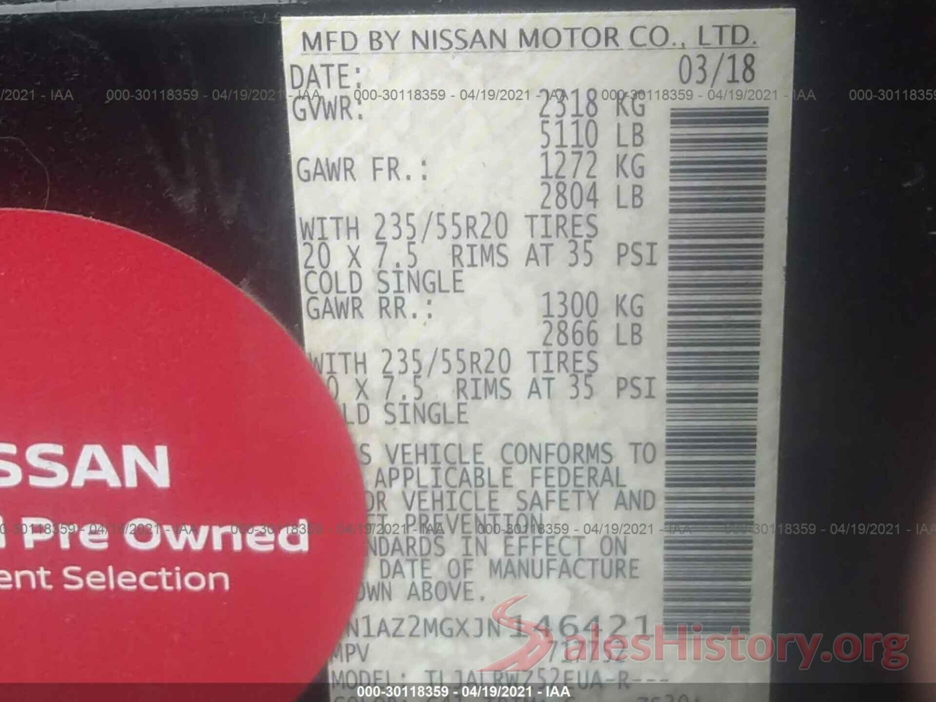 5N1AZ2MGXJN146421 2018 NISSAN MURANO