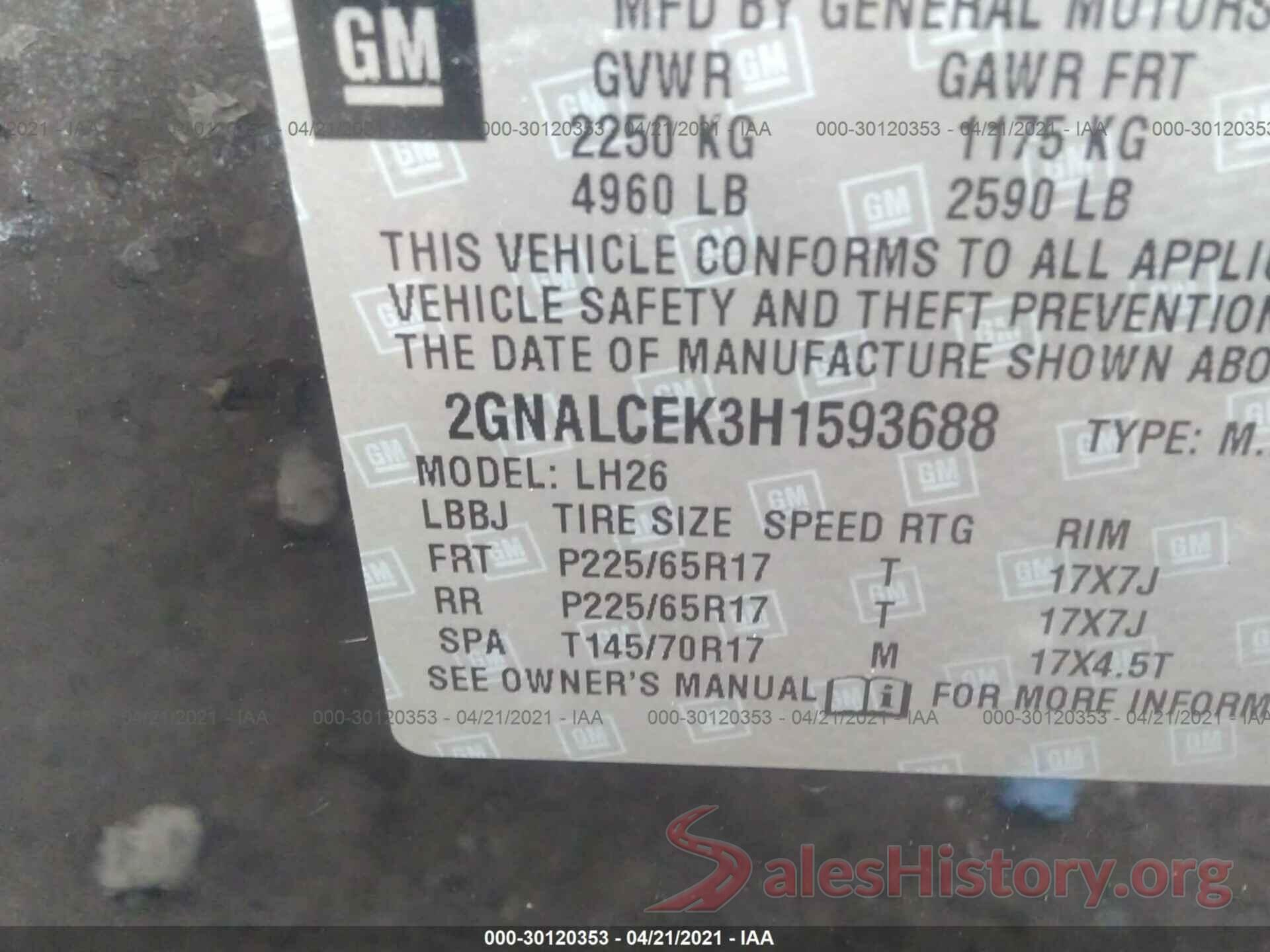 2GNALCEK3H1593688 2017 CHEVROLET EQUINOX