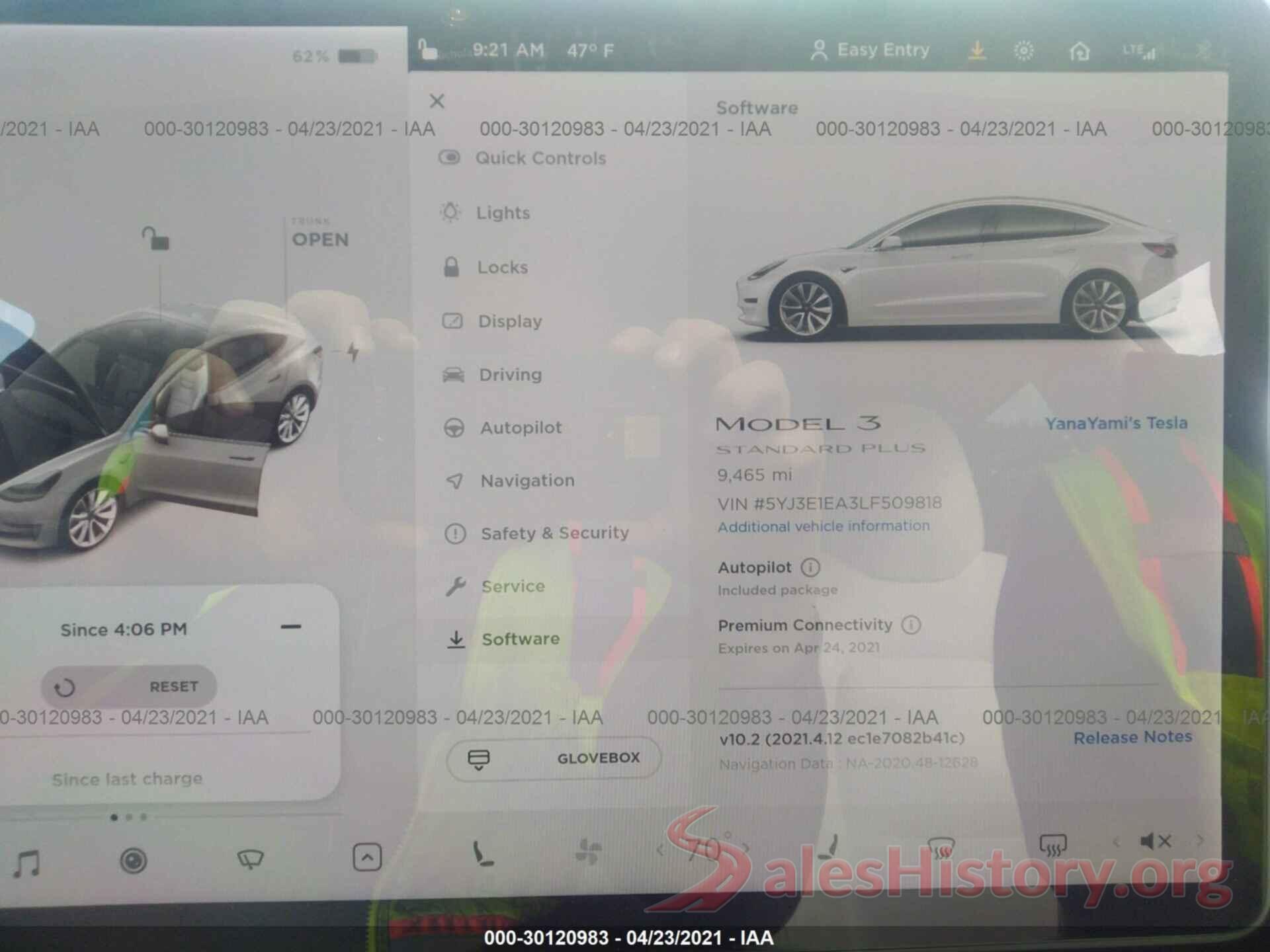 5YJ3E1EA3LF509818 2020 TESLA MODEL 3