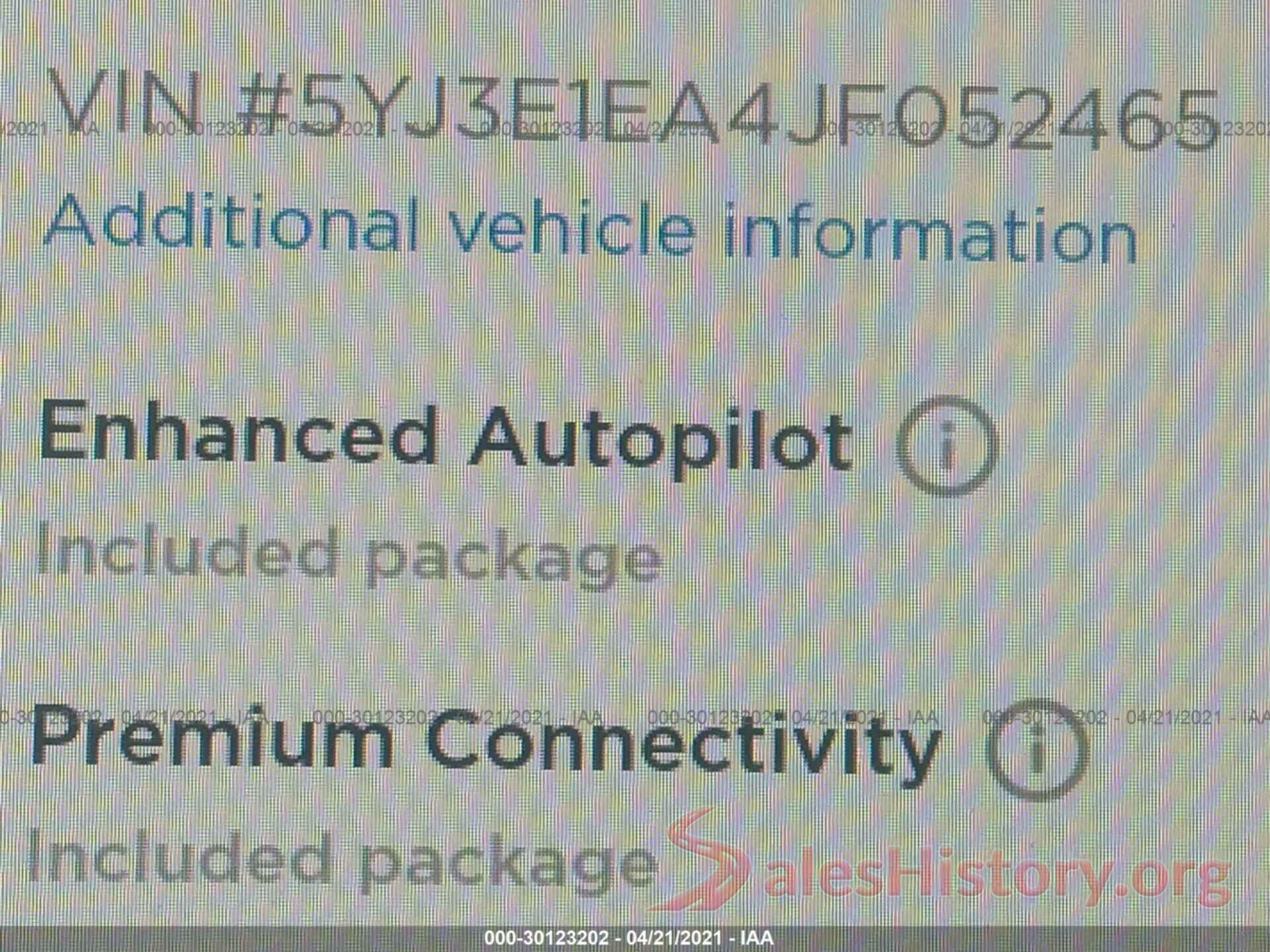 5YJ3E1EA4JF052465 2018 TESLA MODEL 3