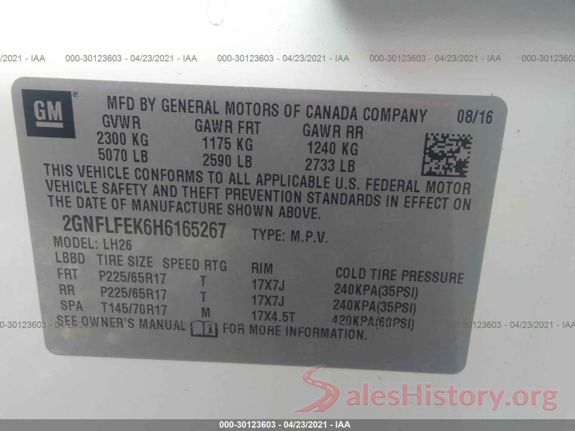 2GNFLFEK6H6165267 2017 CHEVROLET EQUINOX