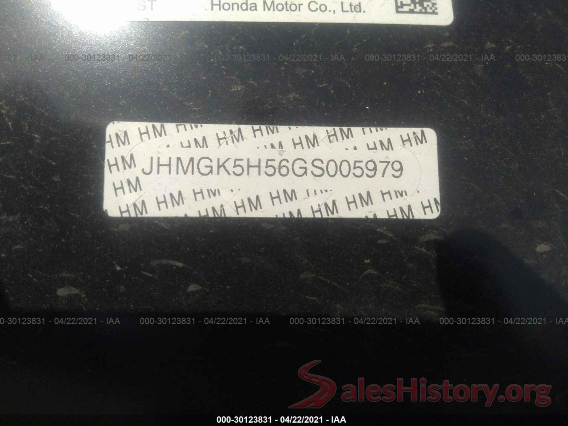 JHMGK5H56GS005979 2016 HONDA FIT