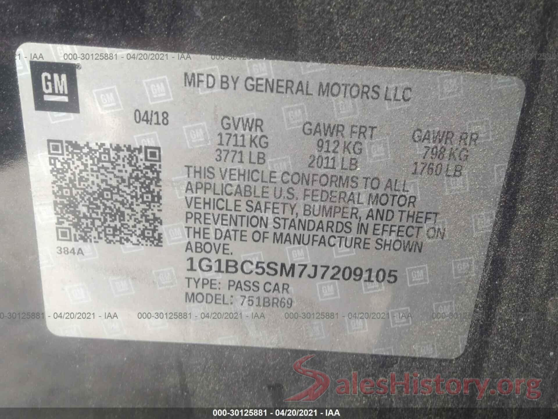 1G1BC5SM7J7209105 2018 CHEVROLET CRUZE