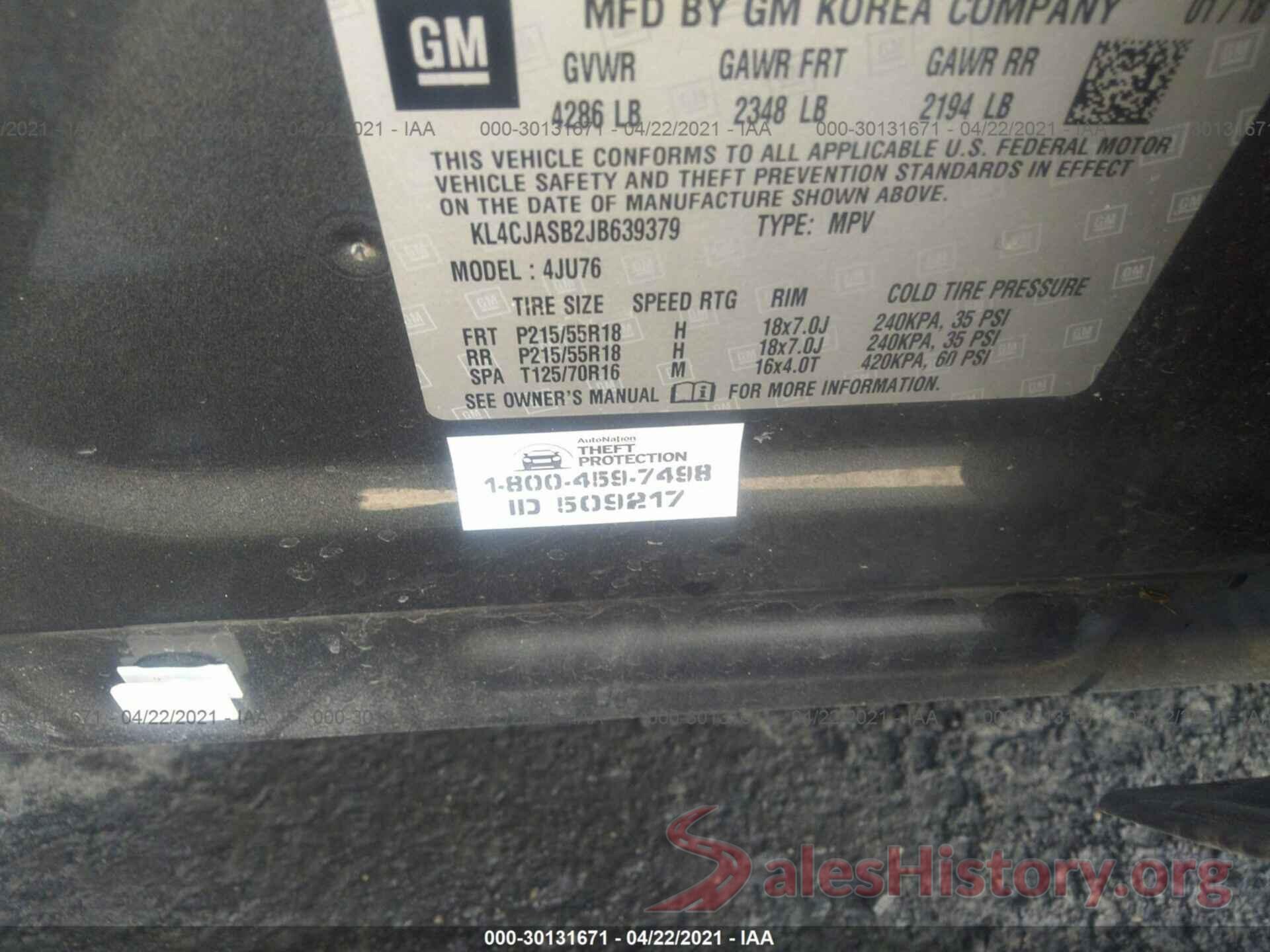 KL4CJASB2JB639379 2018 BUICK ENCORE