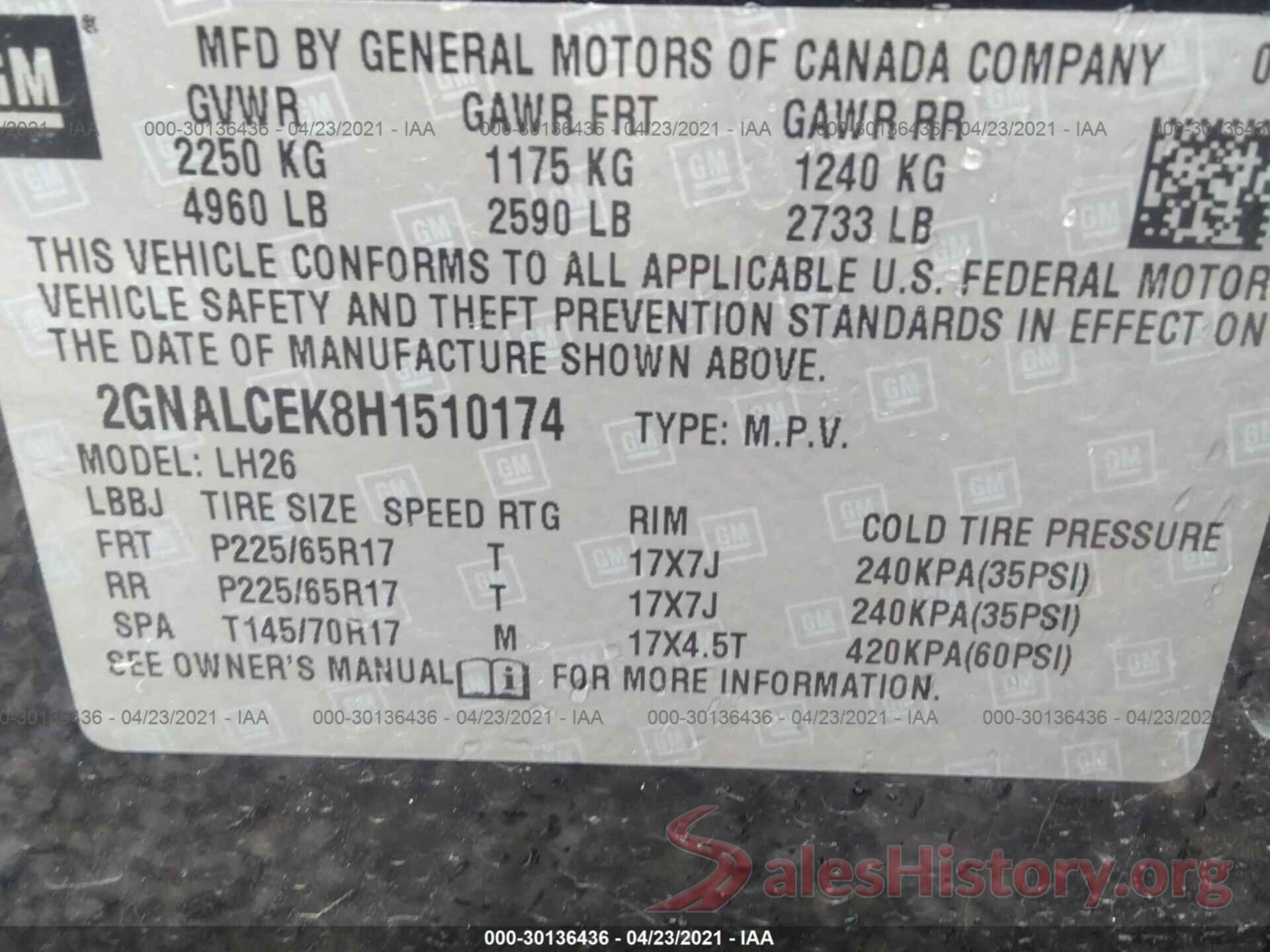 2GNALCEK8H1510174 2017 CHEVROLET EQUINOX