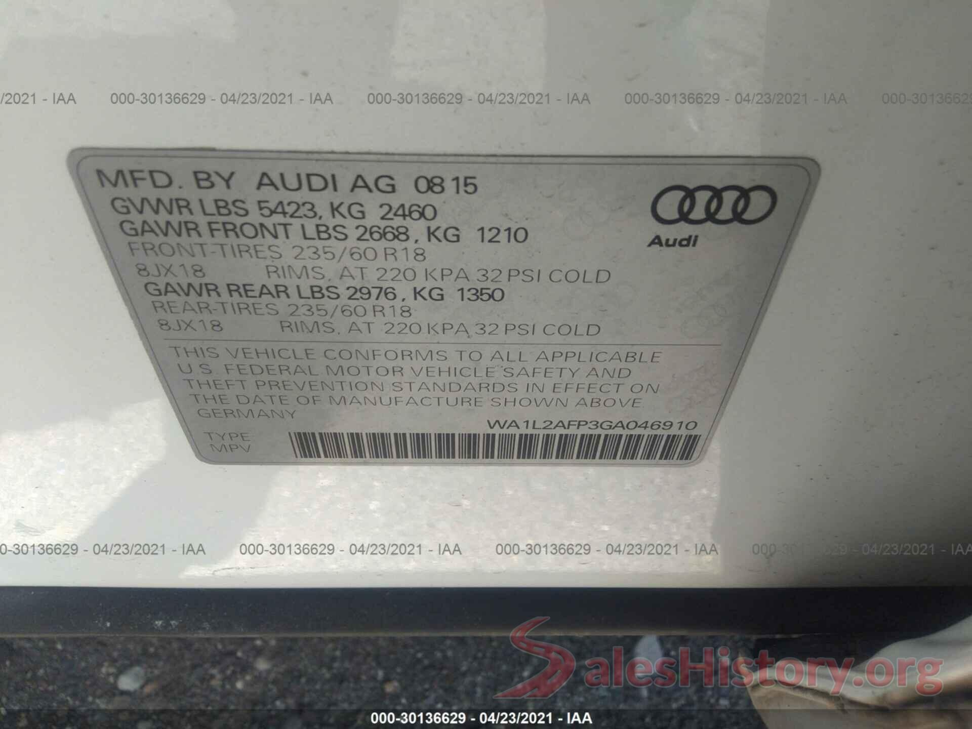 WA1L2AFP3GA046910 2016 AUDI Q5