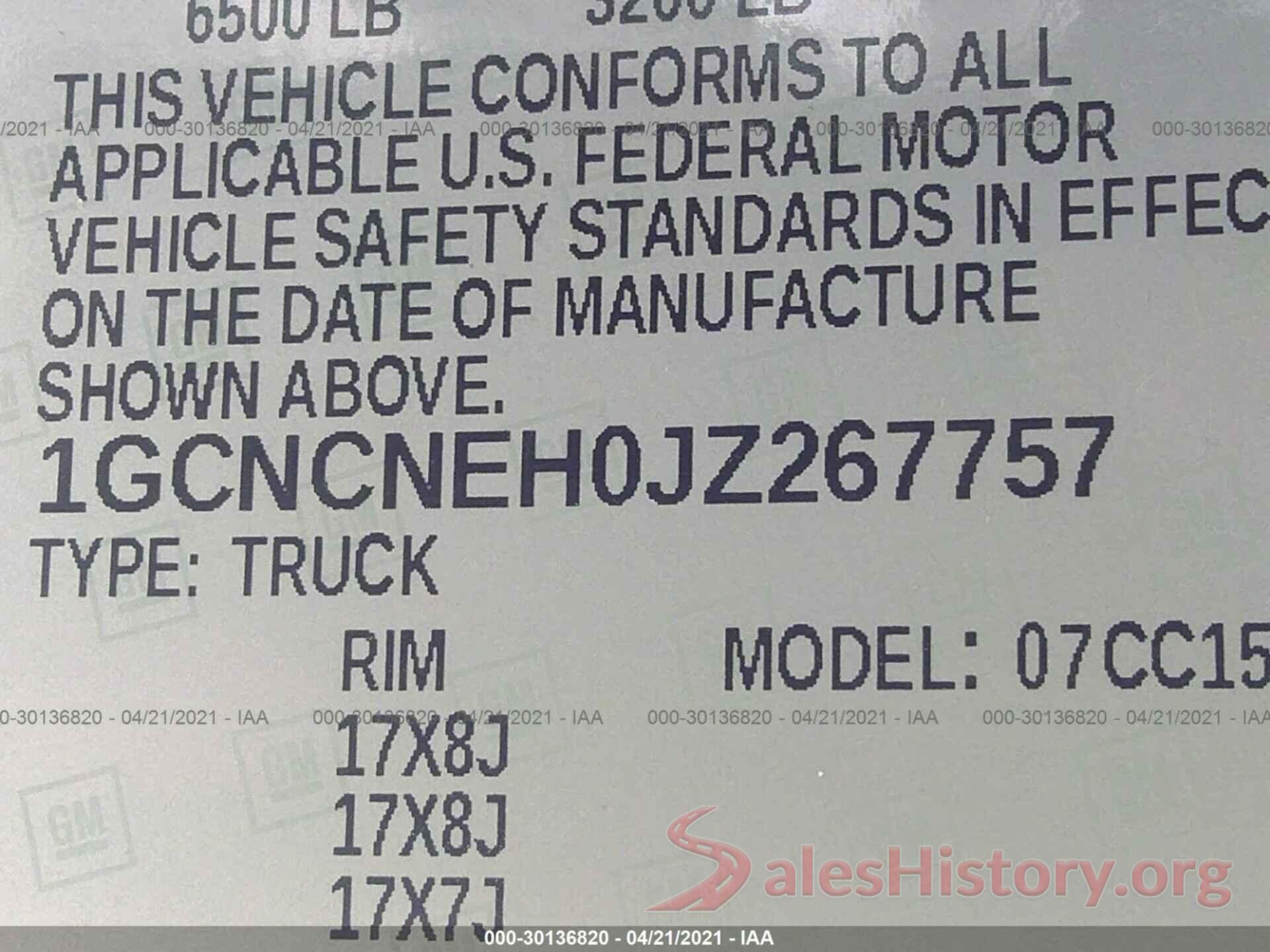 1GCNCNEH0JZ267757 2018 CHEVROLET SILVERADO 1500