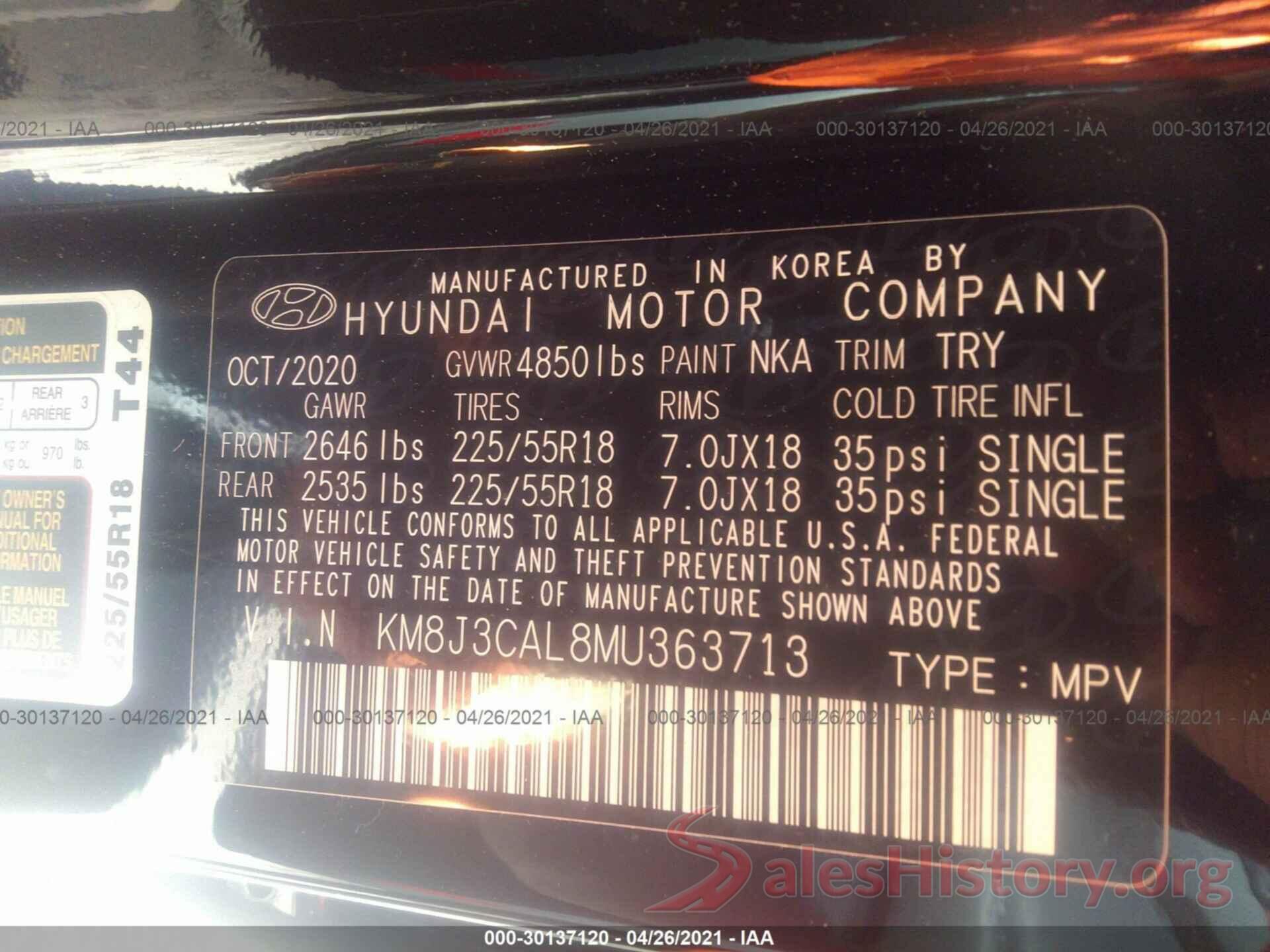 KM8J3CAL8MU363713 2021 HYUNDAI TUCSON