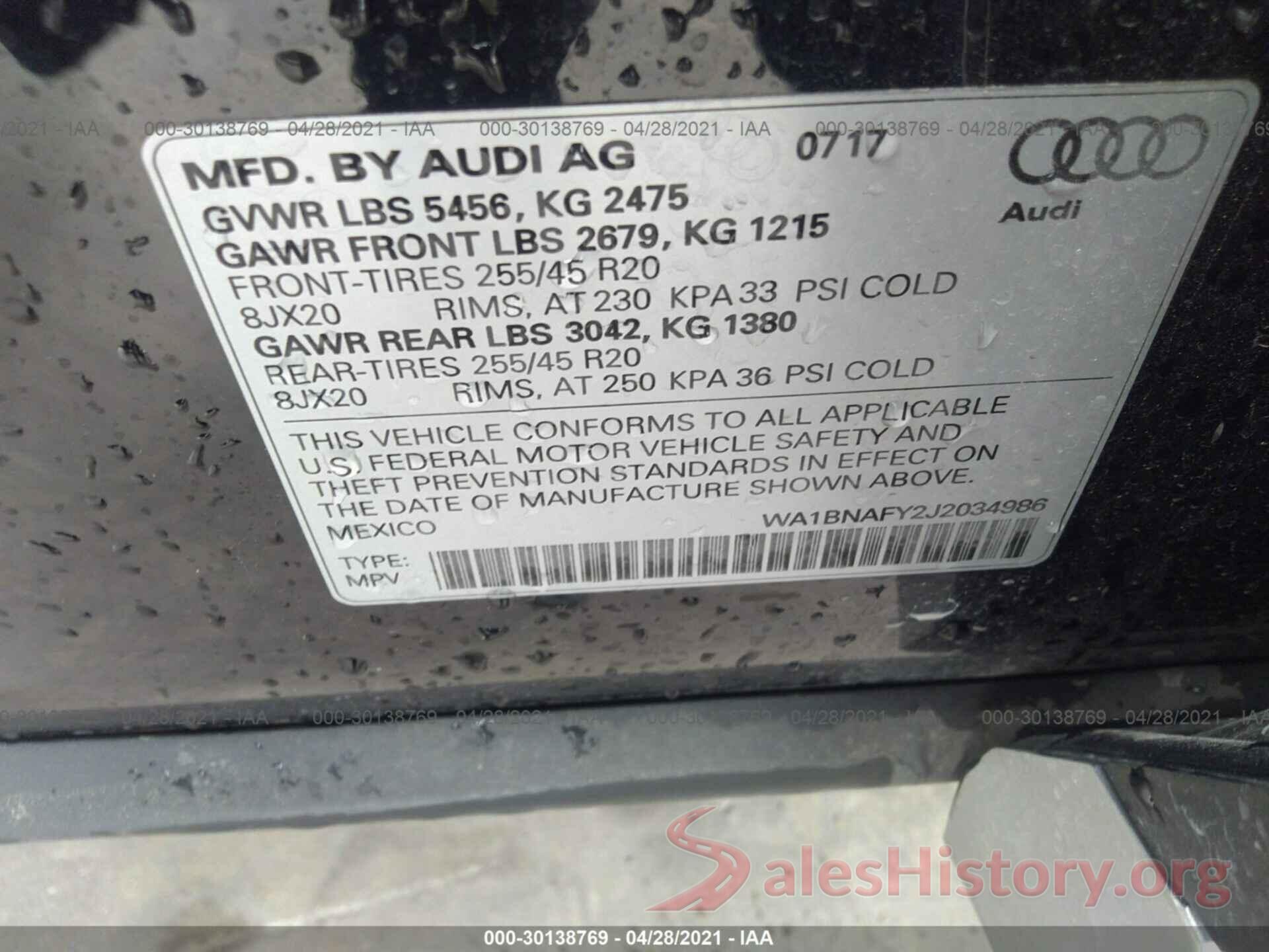 WA1BNAFY2J2034986 2018 AUDI Q5