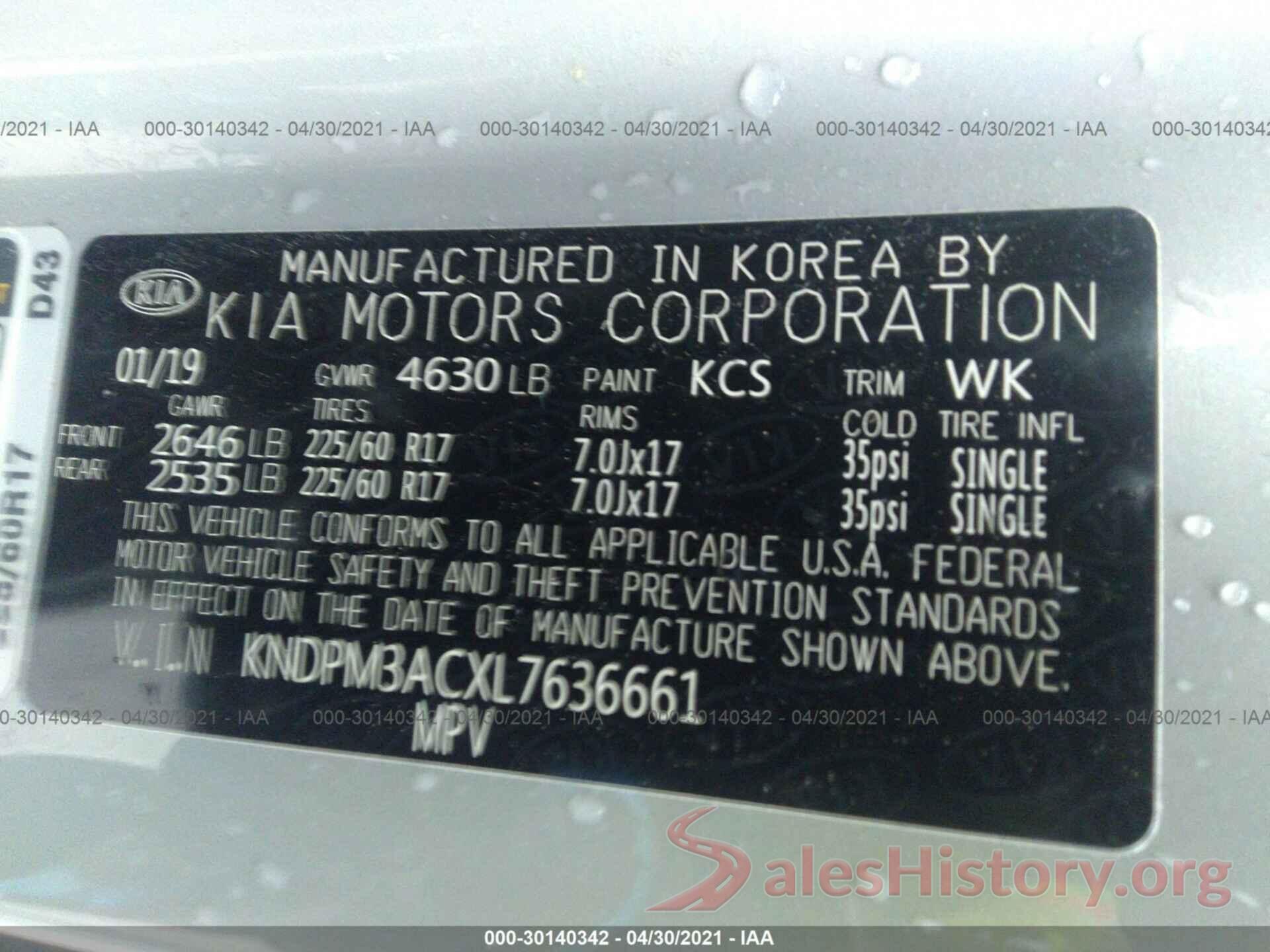 KNDPM3ACXL7636661 2020 KIA SPORTAGE