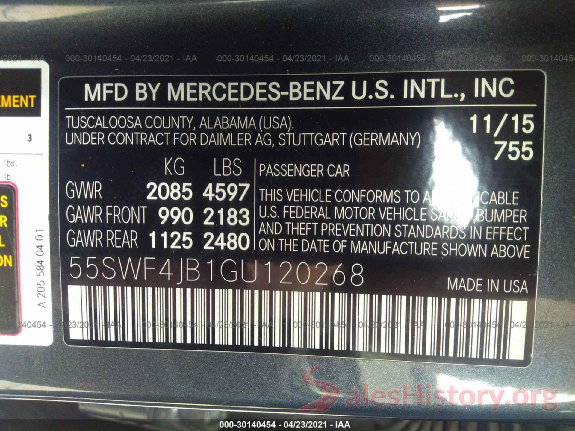 55SWF4JB1GU120268 2016 MERCEDES-BENZ C-CLASS