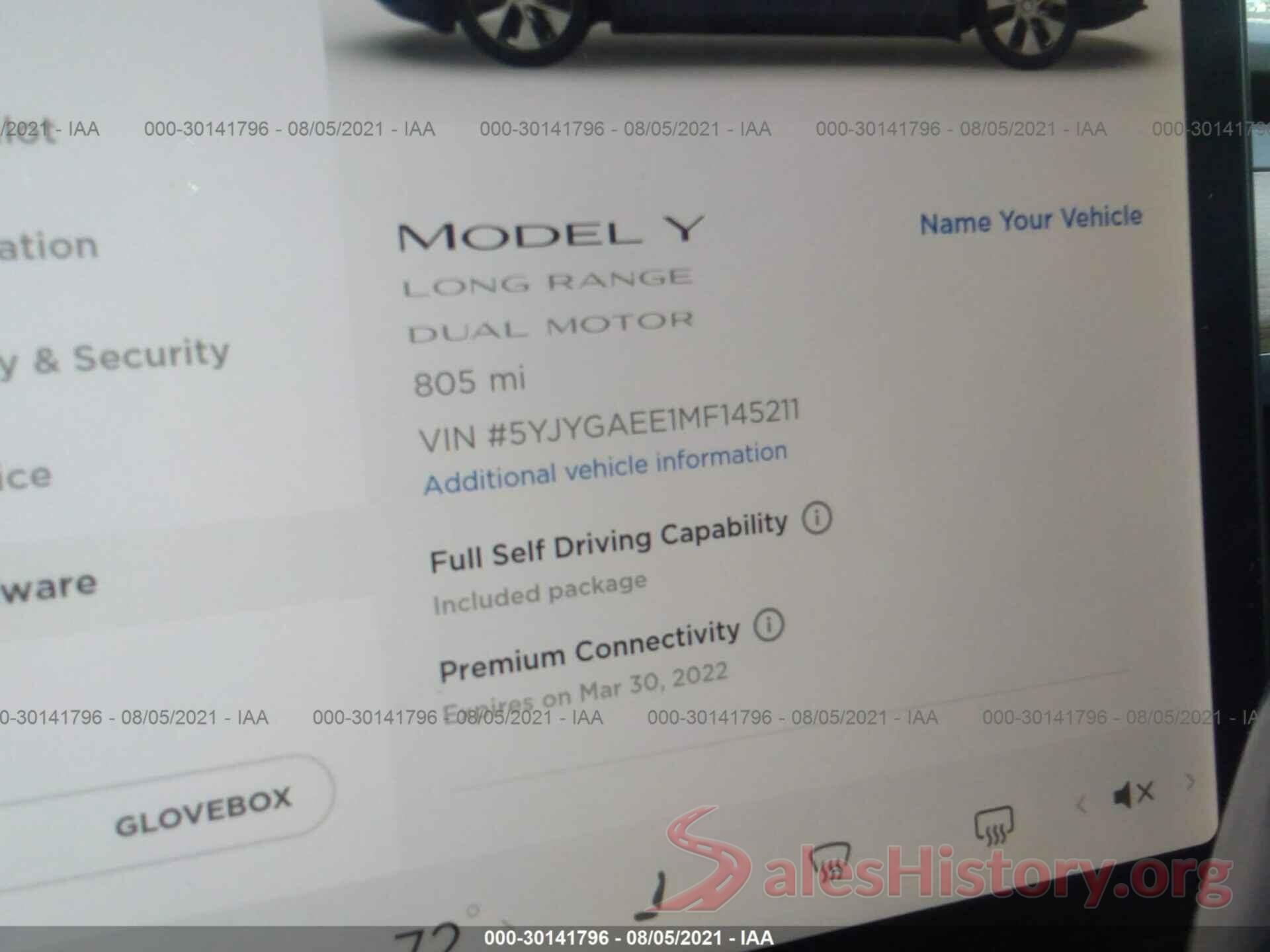 5YJYGAEE1MF145211 2021 TESLA MODEL Y