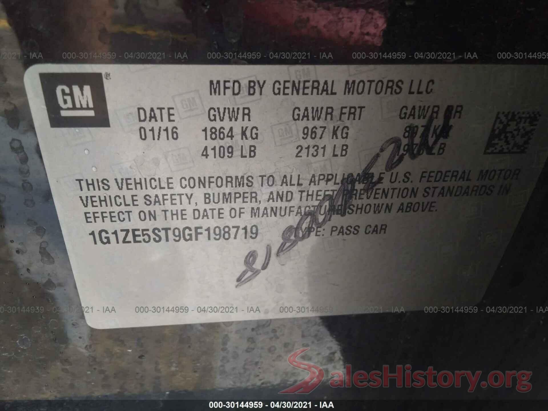 1G1ZE5ST9GF198719 2016 CHEVROLET MALIBU