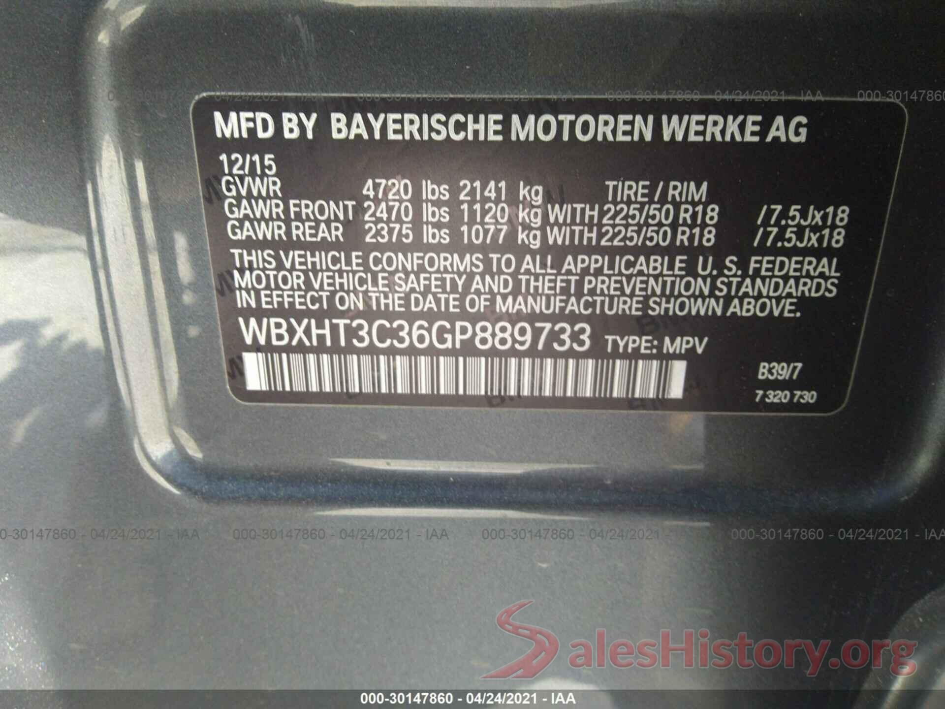 WBXHT3C36GP889733 2016 BMW X1