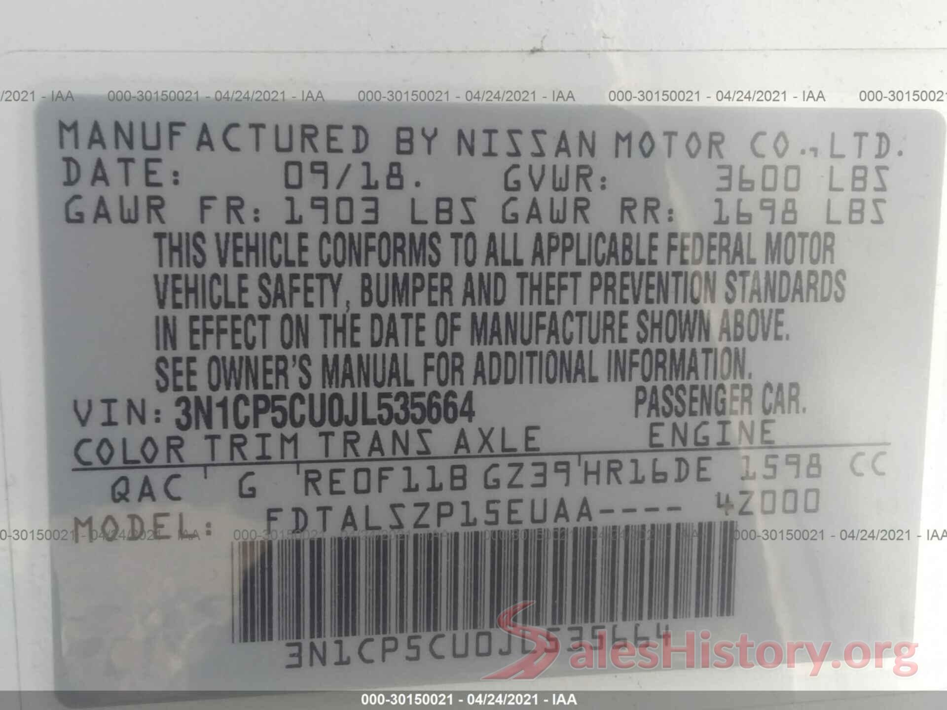 3N1CP5CU0JL535664 2018 NISSAN KICKS