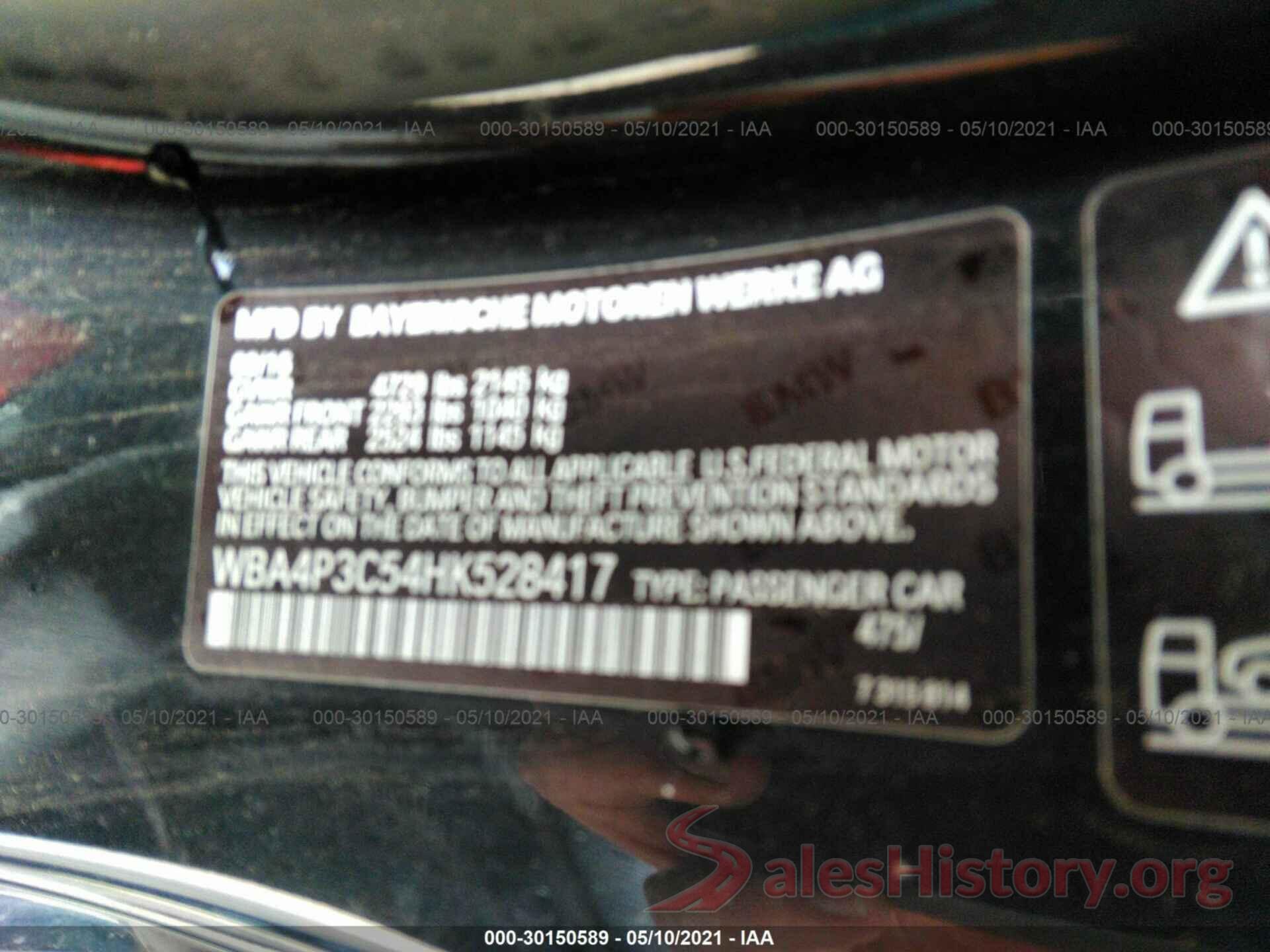 WBA4P3C54HK528417 2017 BMW 4 SERIES