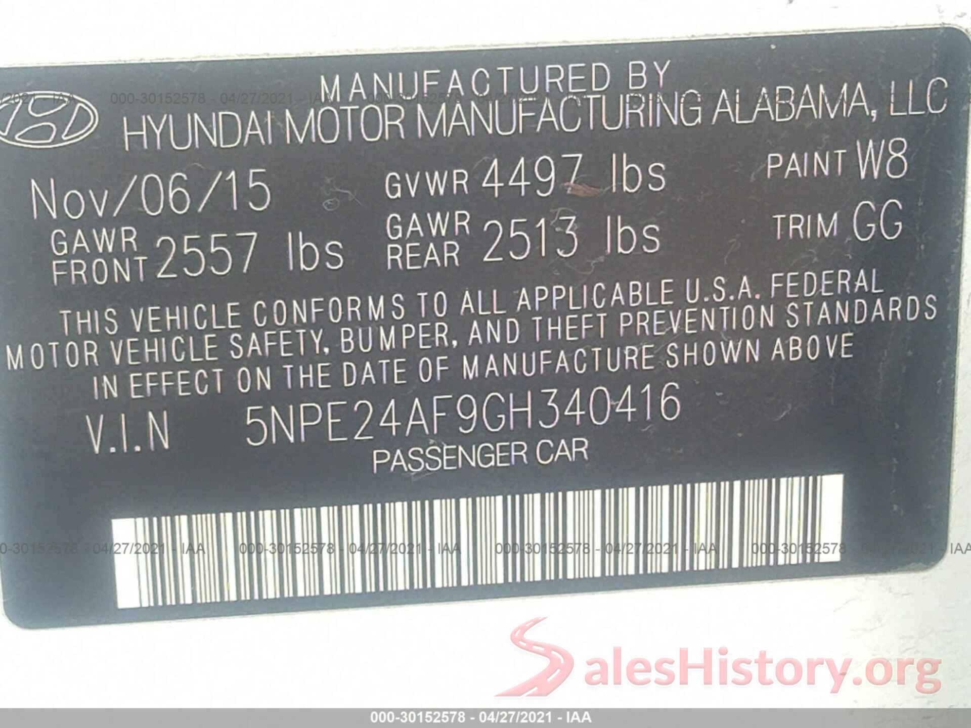 5NPE24AF9GH340416 2016 HYUNDAI SONATA