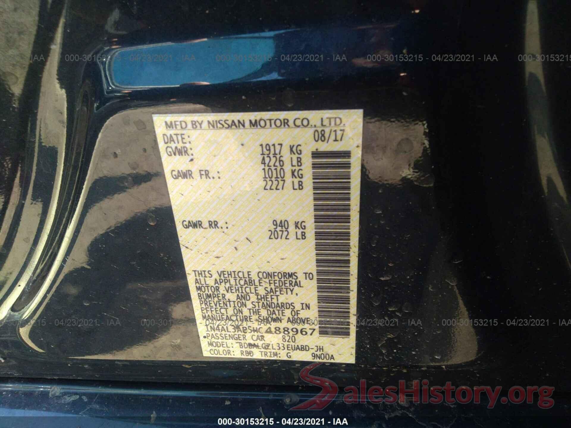 1N4AL3AP5HC488967 2017 NISSAN ALTIMA