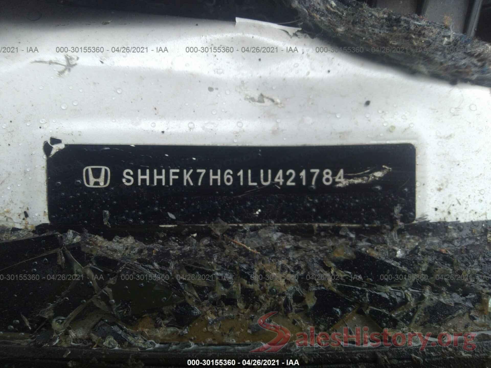 SHHFK7H61LU421784 2020 HONDA CIVIC HATCHBACK