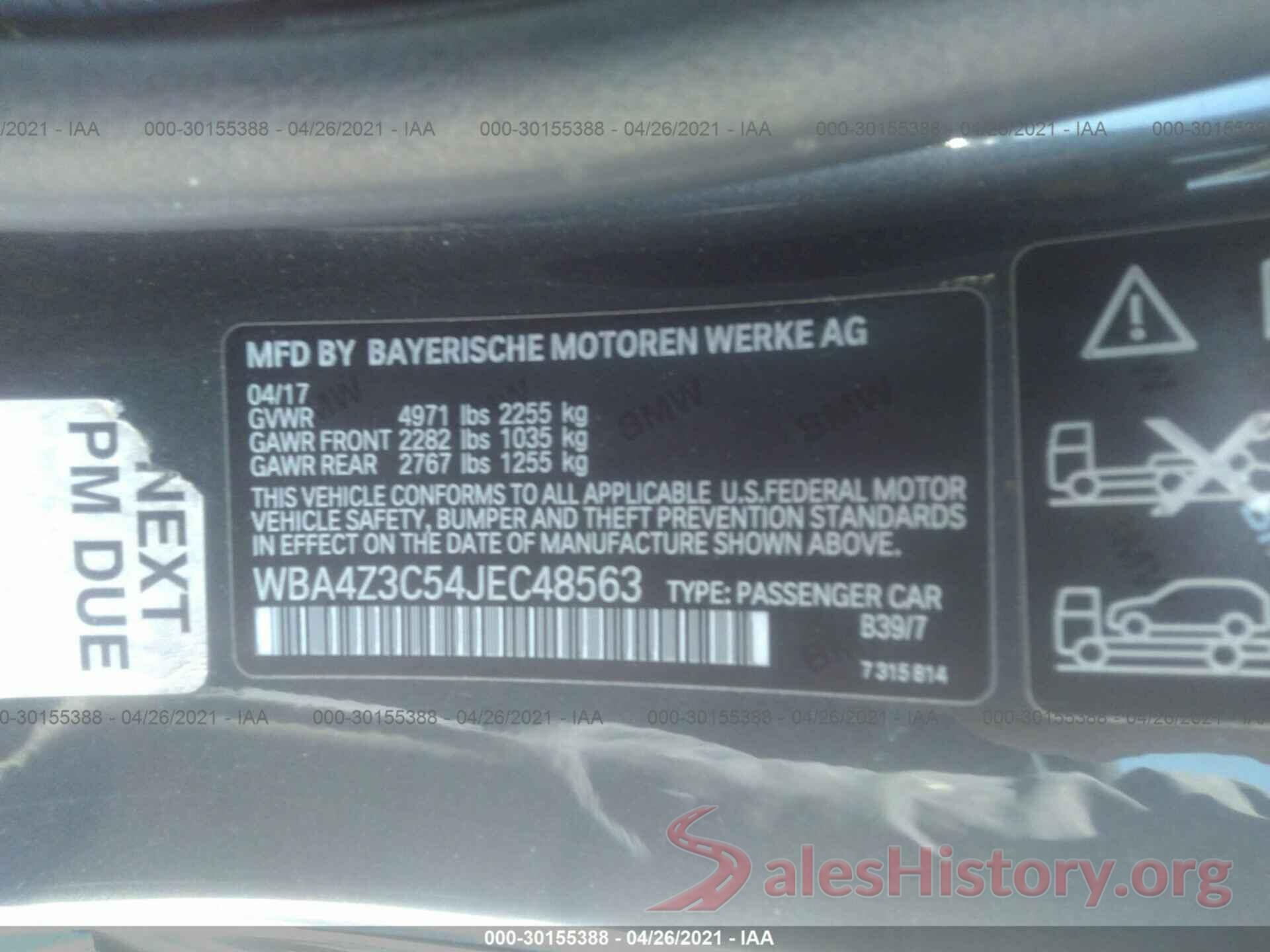 WBA4Z3C54JEC48563 2018 BMW 4 SERIES