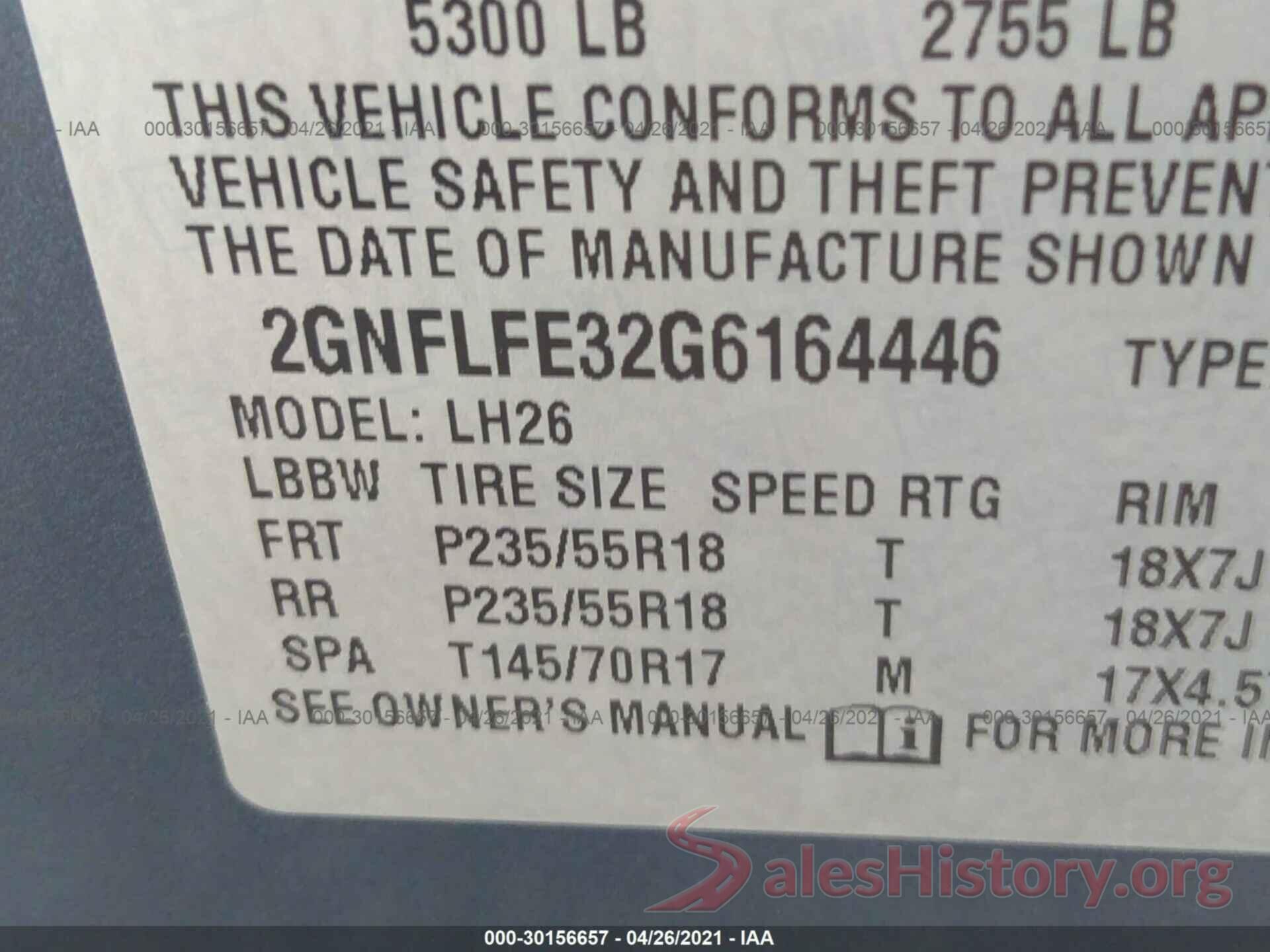 2GNFLFE32G6164446 2016 CHEVROLET EQUINOX