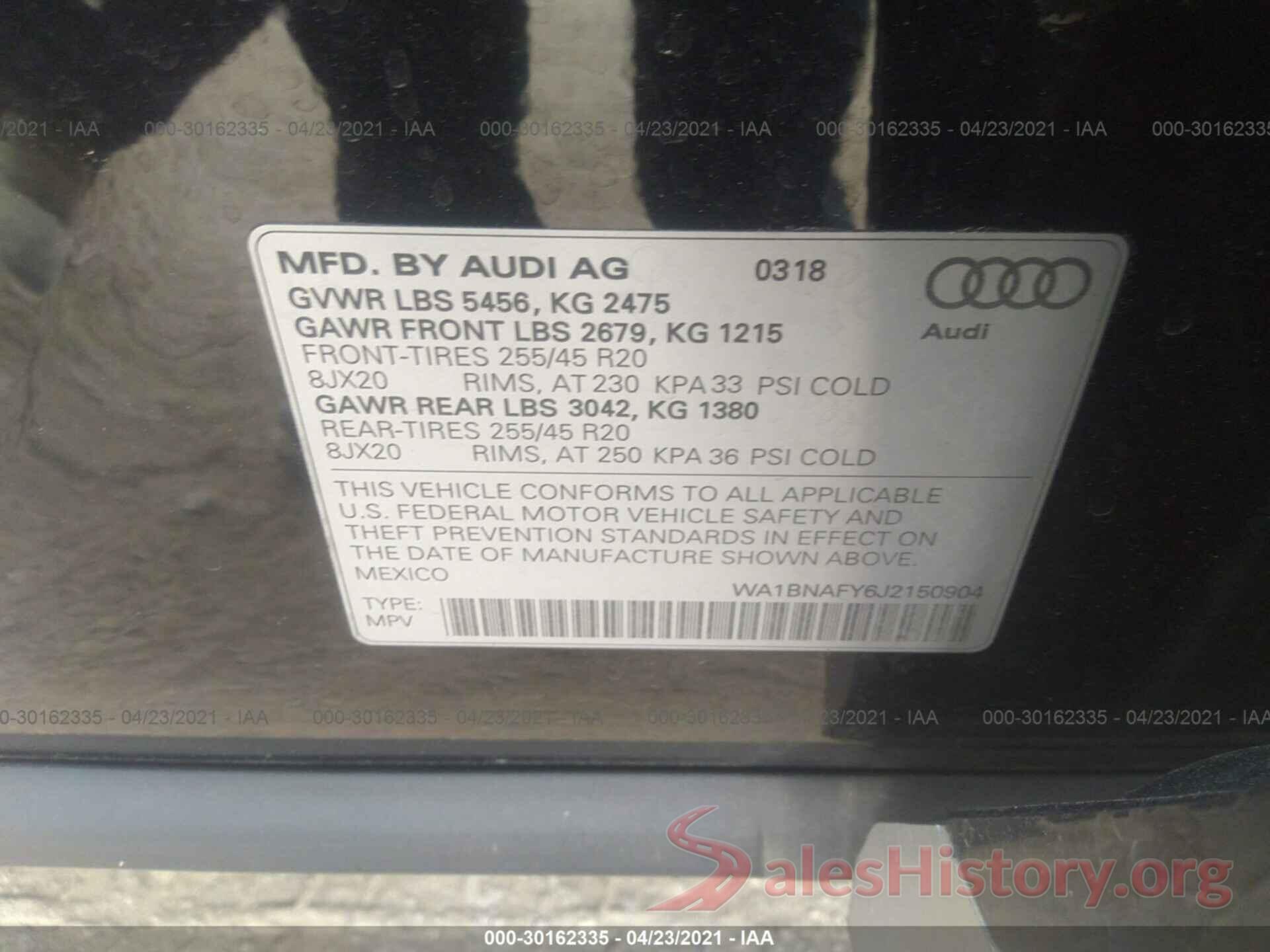 WA1BNAFY6J2150904 2018 AUDI Q5