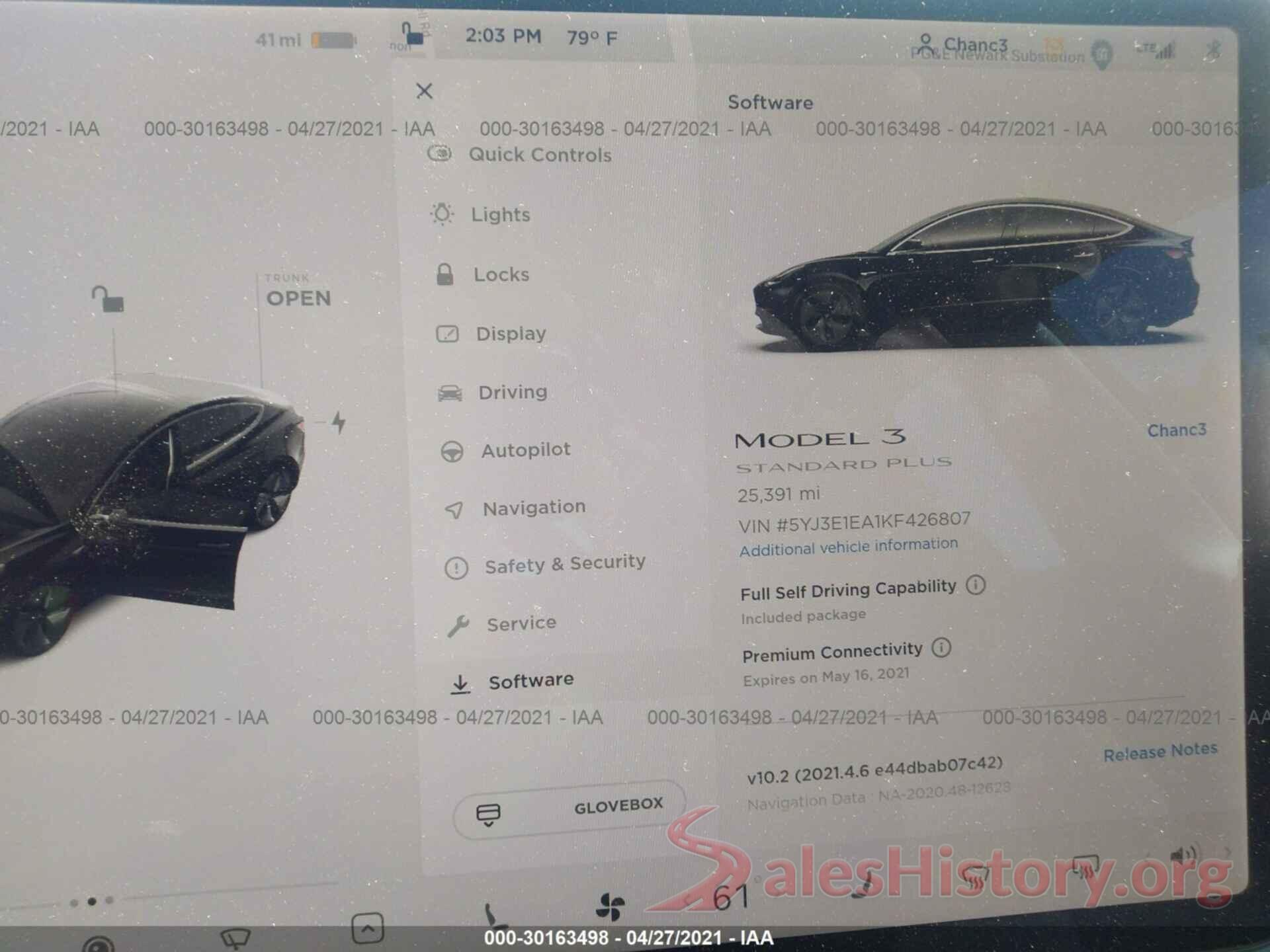 5YJ3E1EA1KF426807 2019 TESLA MODEL 3