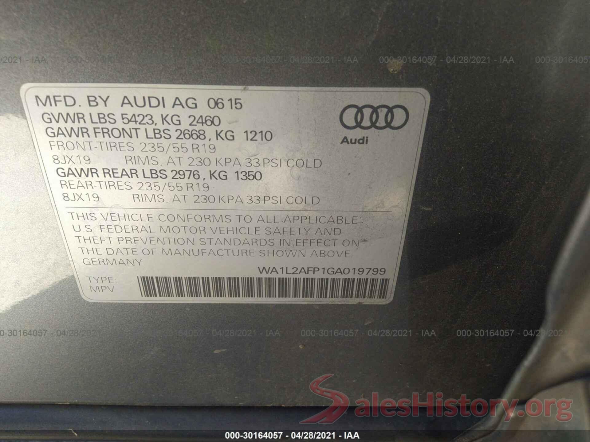 WA1L2AFP1GA019799 2016 AUDI Q5