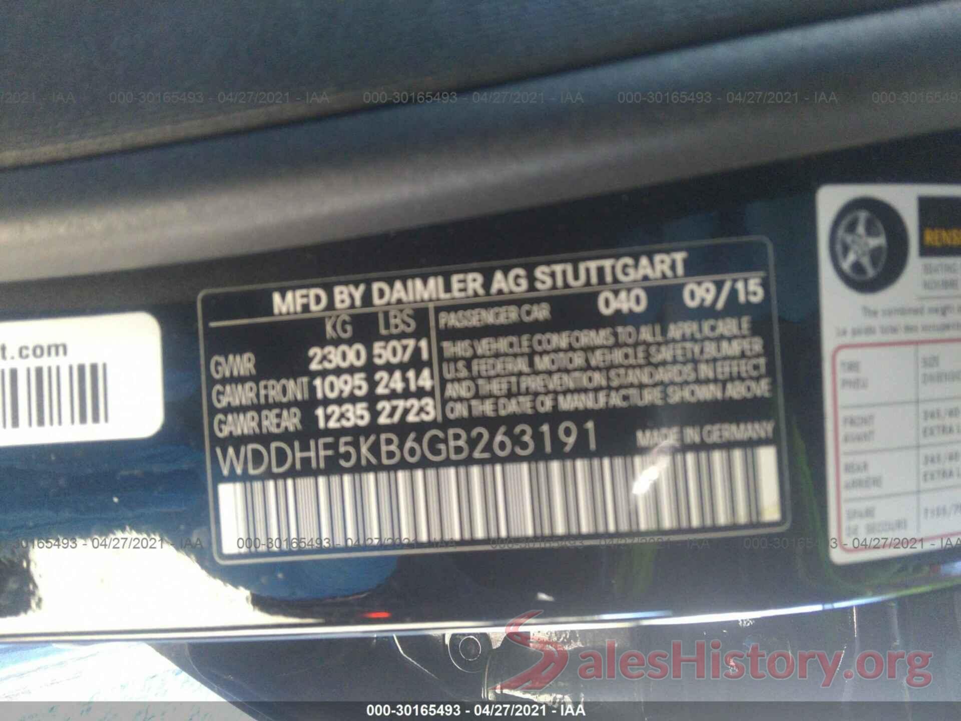 WDDHF5KB6GB263191 2016 MERCEDES-BENZ E-CLASS